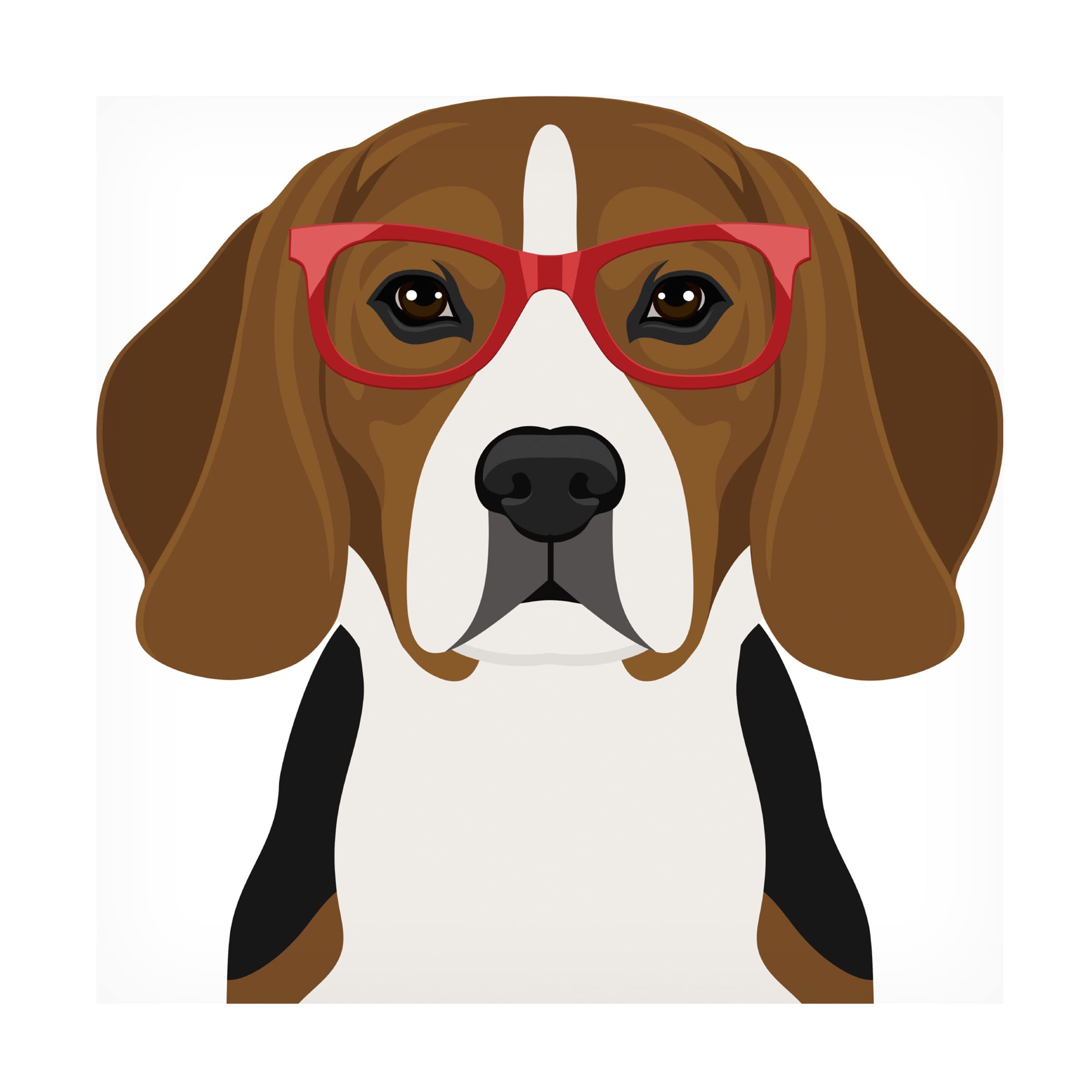 Beagle Wearing Hipster Glasses Canvas Art Print by Furbaby Affiliates - Trendy Dog Wall Decor for Living Room, Bedroom & Office
