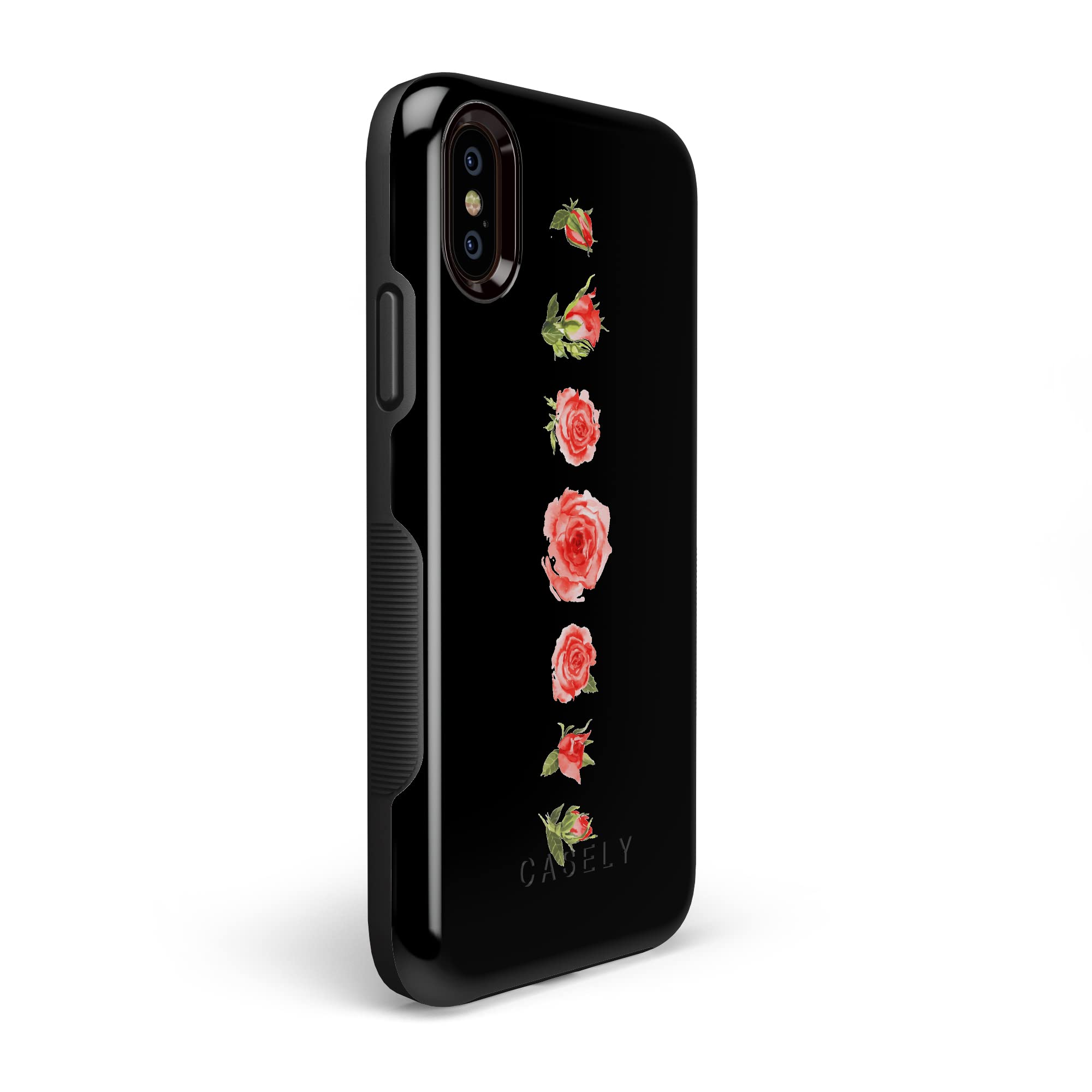 Casely iPhone X/XS Floral Phone Case - Blooming Red Rose Design | Slim Protective Cover for Women & Girls | Perfect for Spring, Weddings & Everyday Use