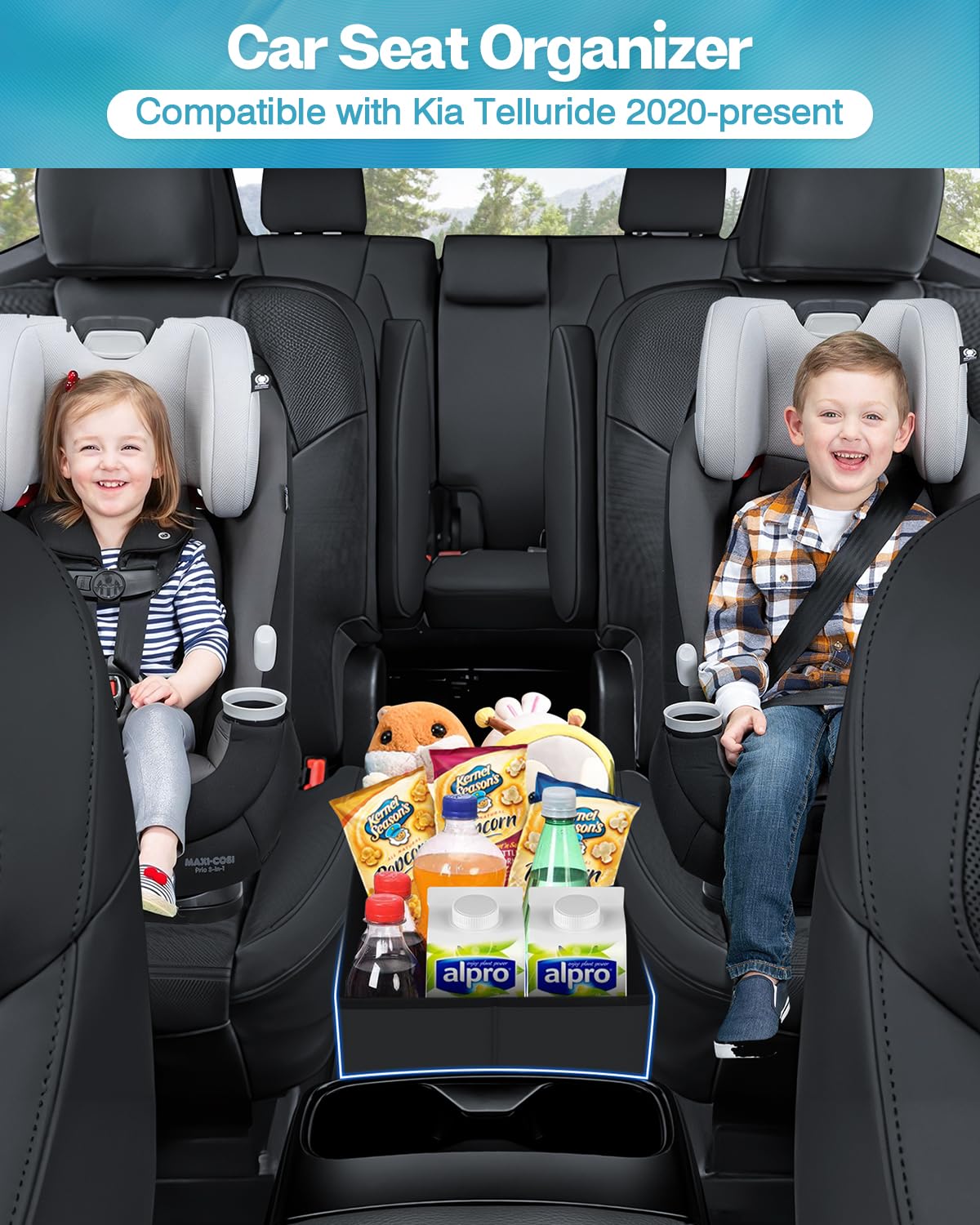 Premium Car Seat Organizer for Kia Telluride 2020-2025 - Backseat Storage Bin with Console Organizer - Perfect for Kids Toys, Baby Supplies & Pet Accessories - Ideal for Road Trips, Family Travel & Daily Commute