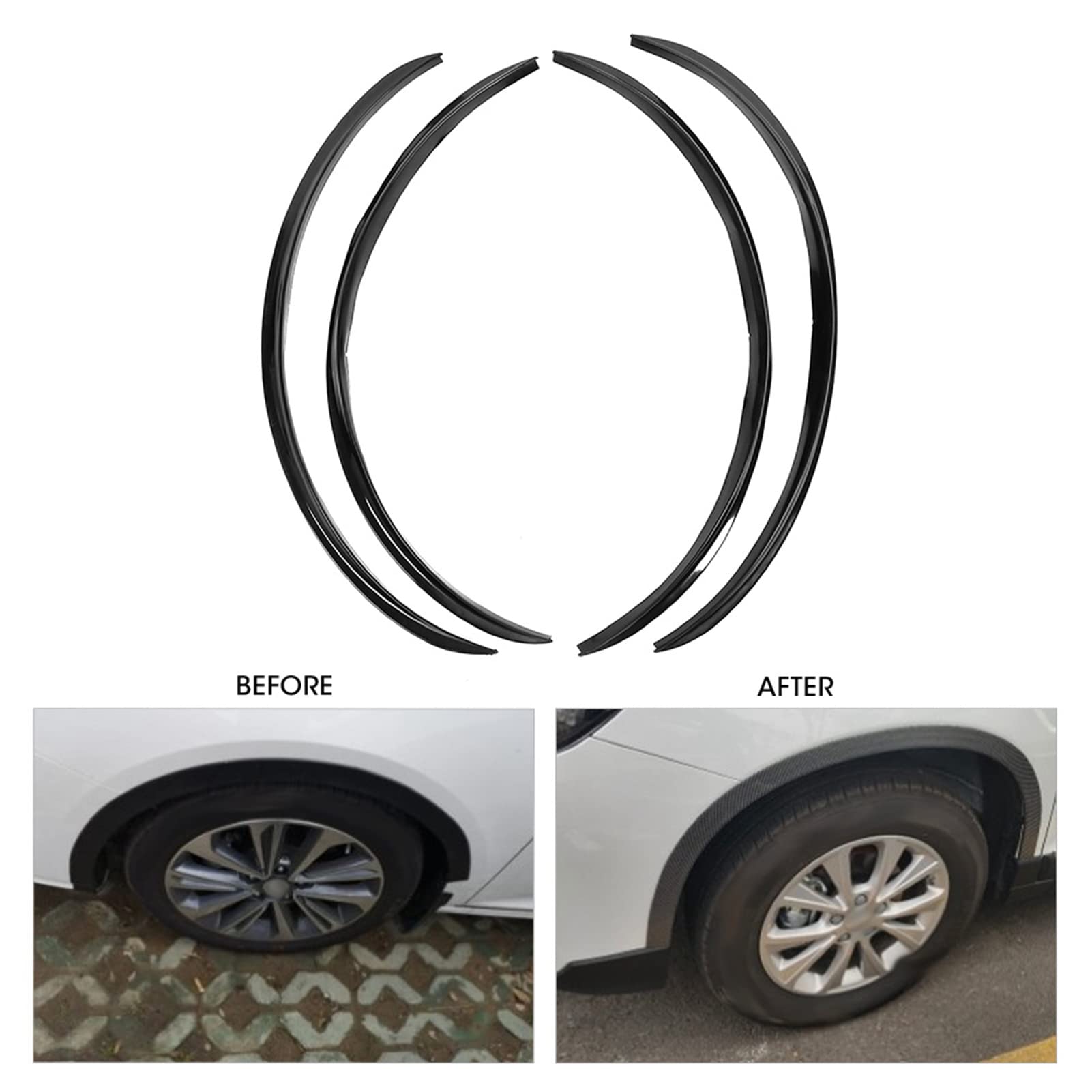 4Pcs Universal Wheel Eyebrow Protector Lip Trim - 72cm/28.4in Anti-Scratch Fender Flare (Carbon Fiber Style, Black) for Cars, Trucks & SUVs - Perfect for Off-Roading, City Driving & Vehicle Protection