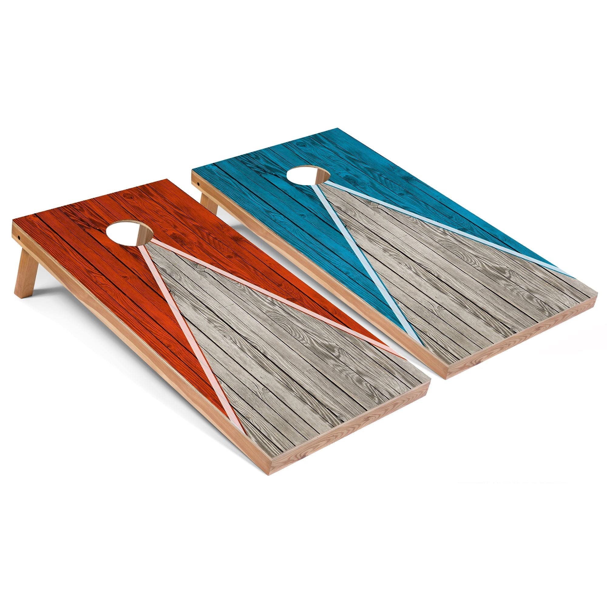Skip's Garage Orange and Turquoise Pyramid Regulation Cornhole Set - 8 Bean Bags, 2 Boards & Carrying Case - Perfect for Backyard BBQs, Tailgating & Outdoor Parties