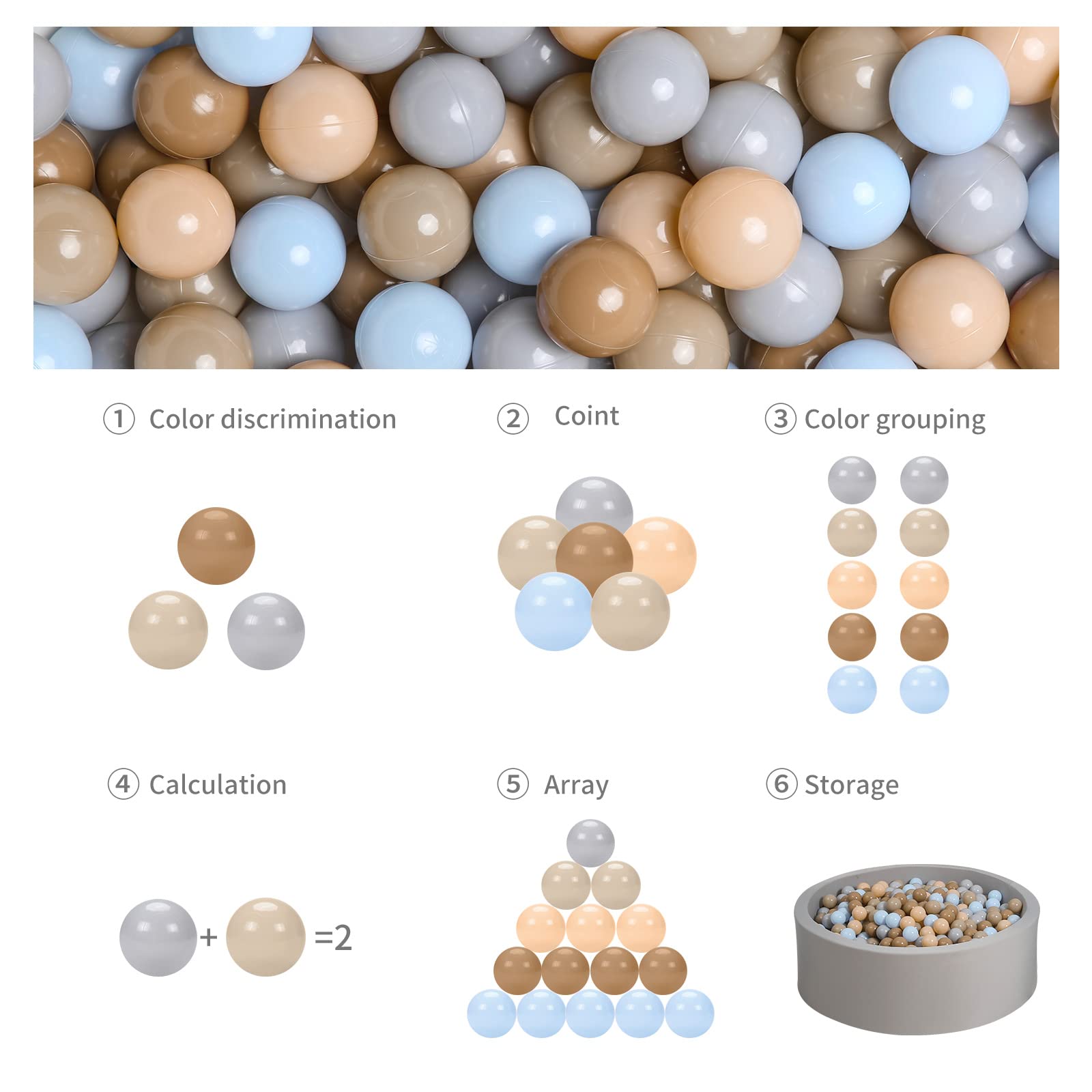 GOGOSO Non-Toxic Crush Proof Play Balls for Toddlers - Pack of 50/100/200, 2.2-Inch Phthalate-Free & BPA-Free Plastic Ball Pit Balls - Perfect for Indoor Playrooms, Daycares, and Sensory Play Activities