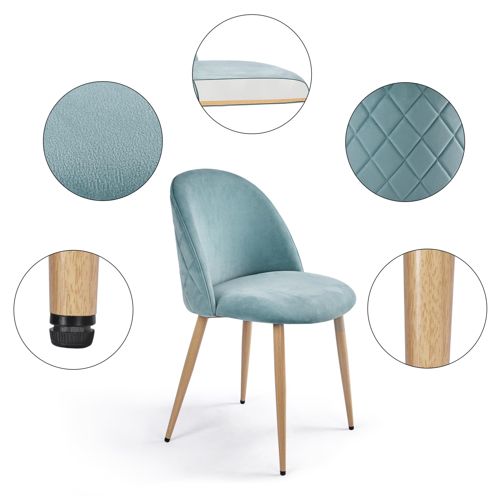Yaheetech Modern Velvet Upholstered Dining Chairs with Wooden Metal Legs - Set of 4 Aqua Kitchen Chairs for Living Room, Restaurant & Lounge | Perfect for Dining, Entertaining & Home Decor