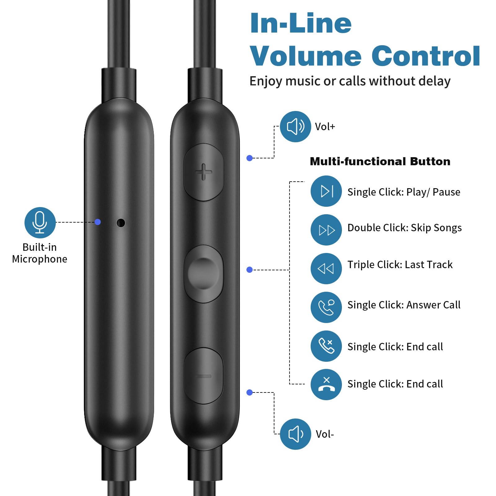 COOYA USB C Wired Earbuds with Mic - Noise Cancelling Magnetic In-Ear Earphones for iPhone 16 Pro/16e/15, iPad 10/Air, Pixel 9/8, Samsung S25 Ultra/A16/S23/S22/A35/A56, OnePlus 13 - Perfect for Commuting, Gaming & Work Calls