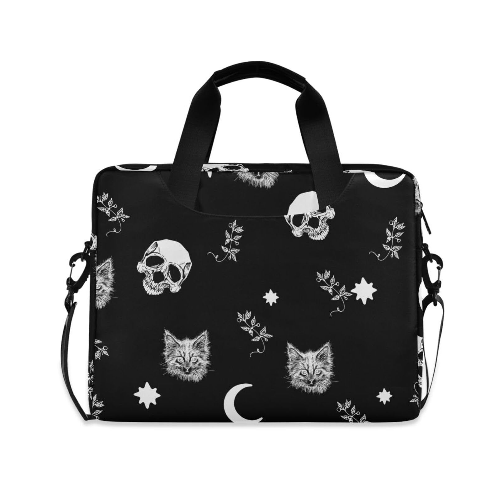 Skull Cat Moon Laptop Case 15.6 Inch - Waterproof Computer Briefcase Bag for Women & Men - Perfect for Work, School & Travel