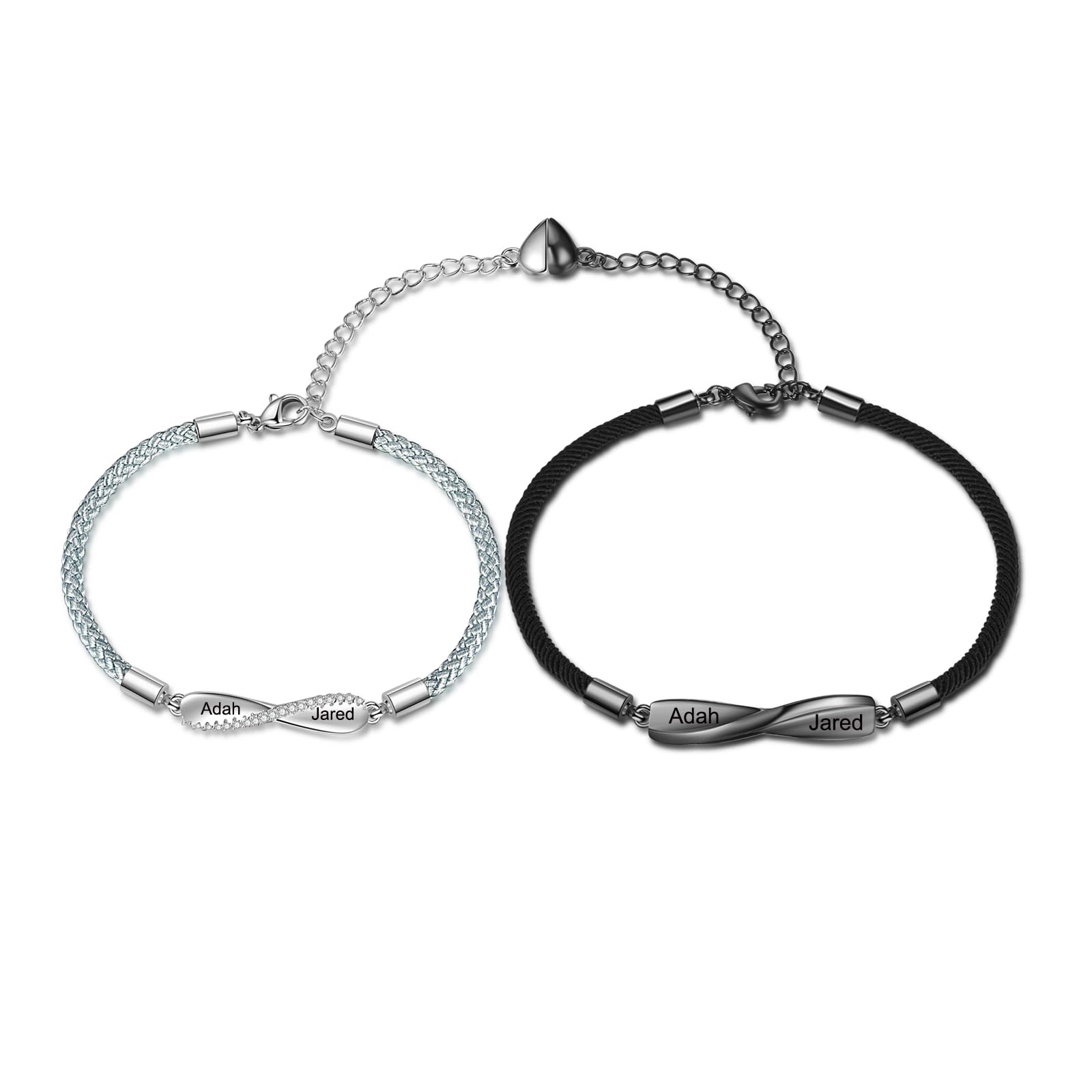 Personalized Name Bracelet for Women & Men - Custom Engraved Matching Couple BFF Bracelets Set of 2 - Romantic Gift for Anniversary, Valentine's Day - Perfect for Couples, Best Friends & Special Occasions