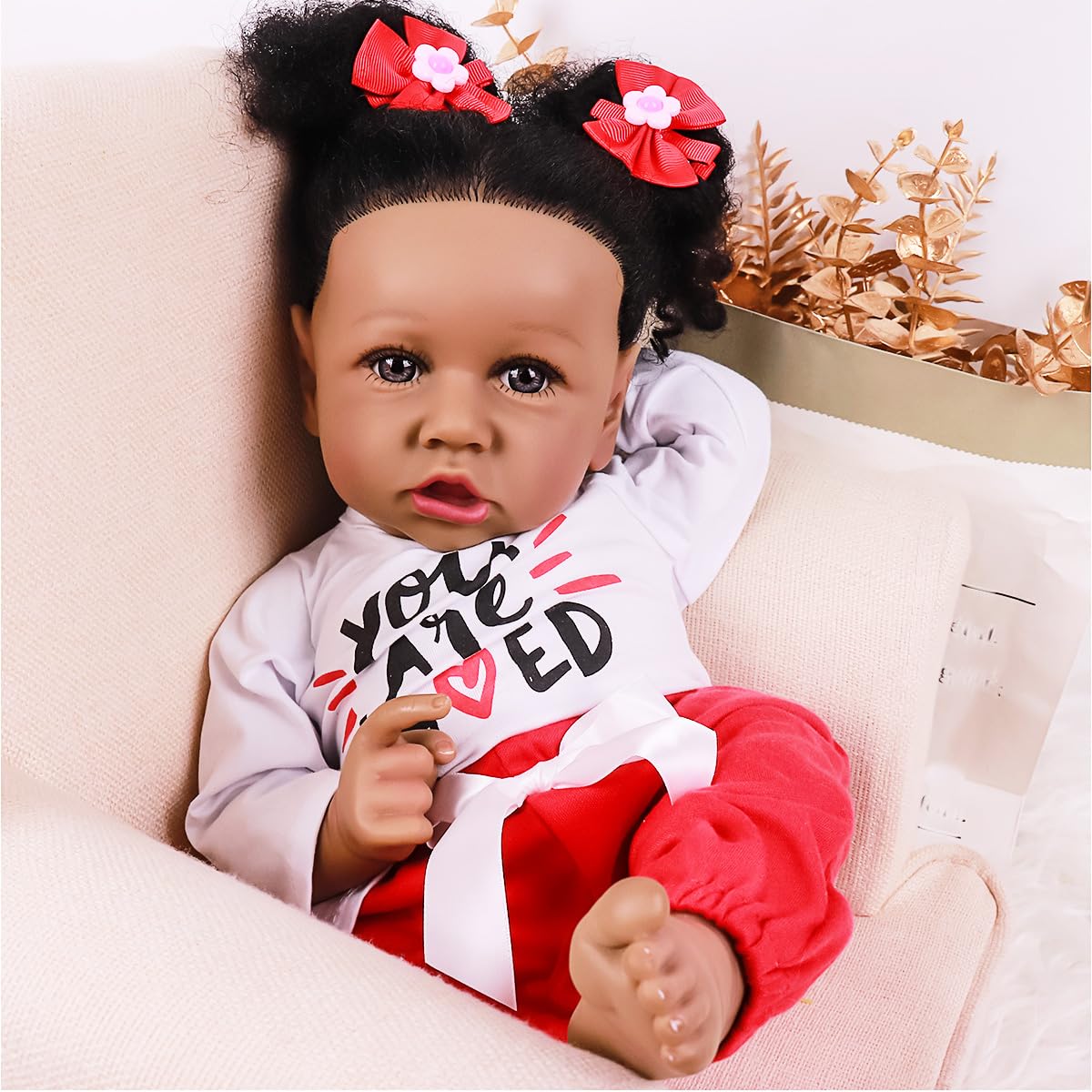 22 Inch Realistic African American Reborn Baby Doll - Lifelike Soft Body Newborn Doll for Kids Age 3+ | Perfect Gift, Role Play, Nursery Decoration & Collectible