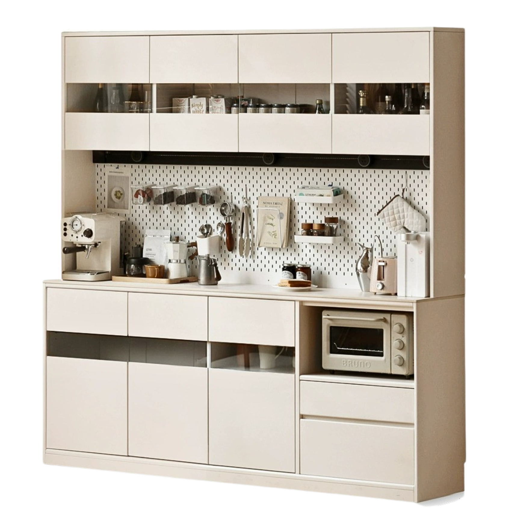 Solid Poplar Wood Wall-Mounted Cream Style Dining Sideboard - Perfect for Small Spaces, Kitchens, and Dining Rooms
