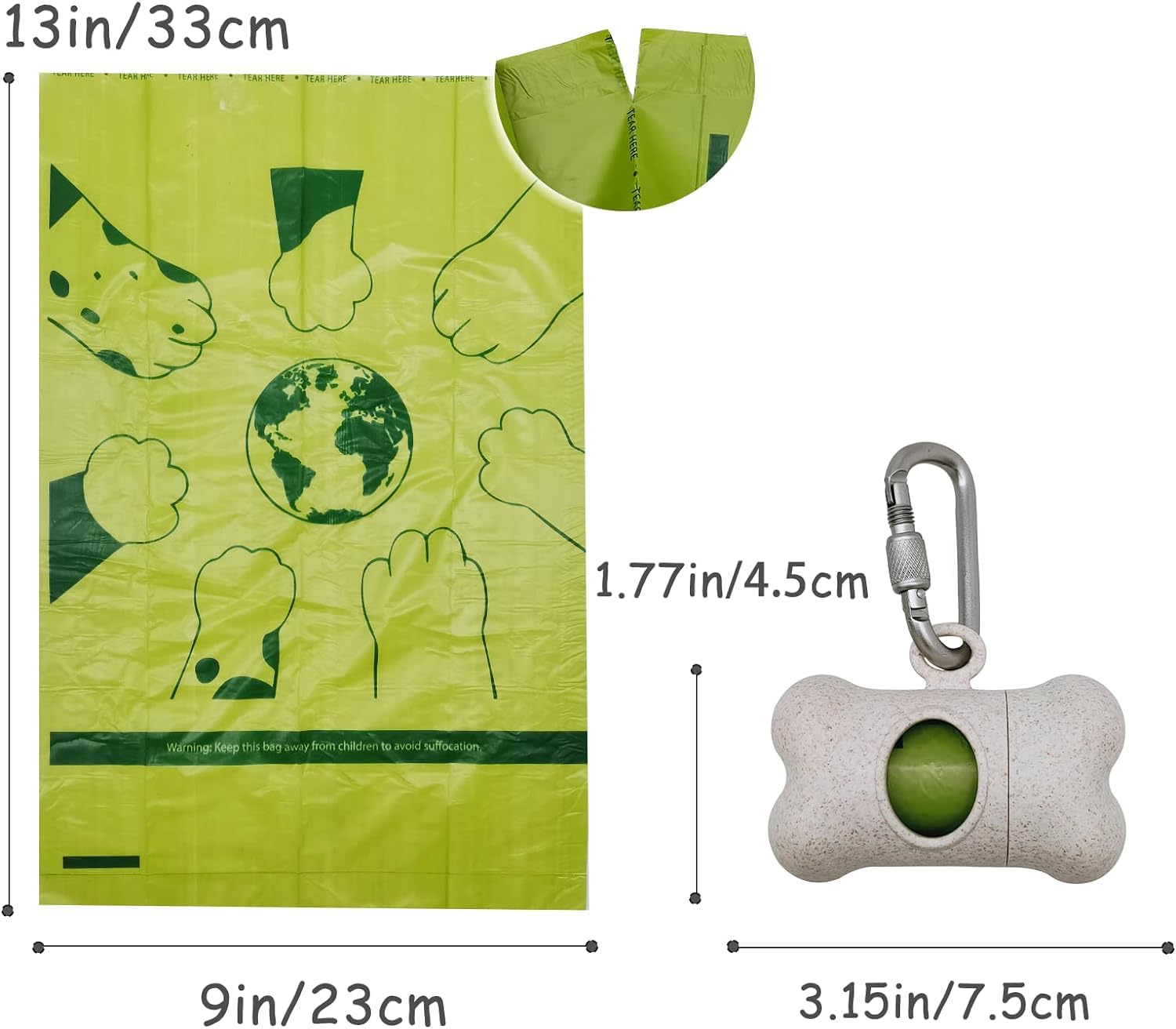 Eco-Friendly Bone Shaped Dog Waste Bag Dispenser with 30 Leakproof Poop Bags - 2 Pack Beige Pet Waste Holders for Walking, Hiking & Park Cleanup