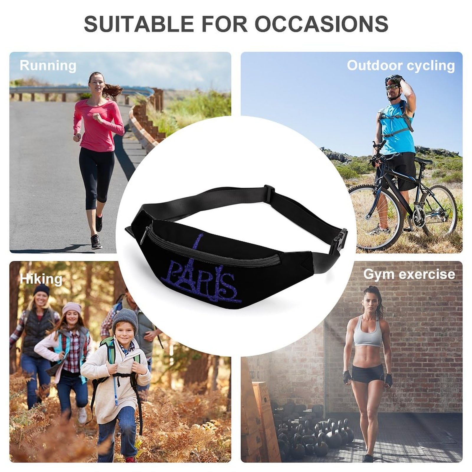 Parisian Style Adjustable Waist Bag for Women & Men - Crossbody Belt Pouch with Strap - Perfect for Travel, Running, Concerts & Daily Use