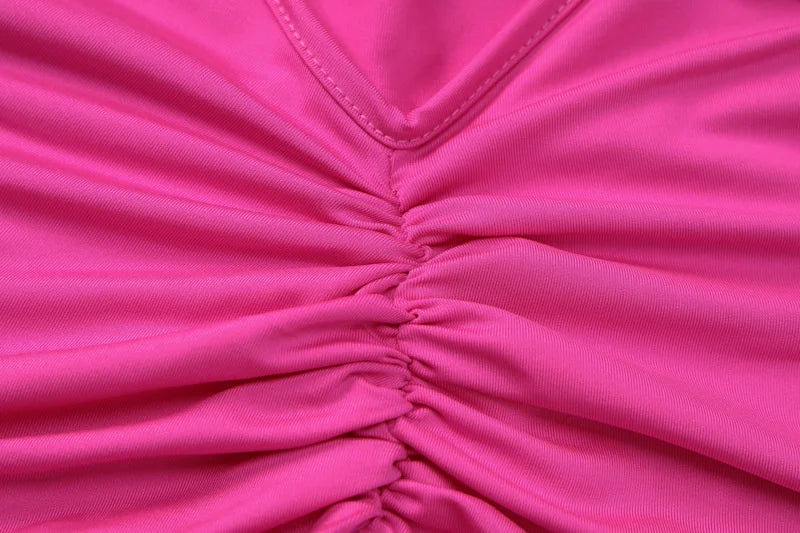 Sexy Backless Halter Mini Dress for Women - Fashion Metal Ring Sleeveless Pleated Bodycon Party Dress | Perfect for Night Out, Club Wear, and Special Occasions