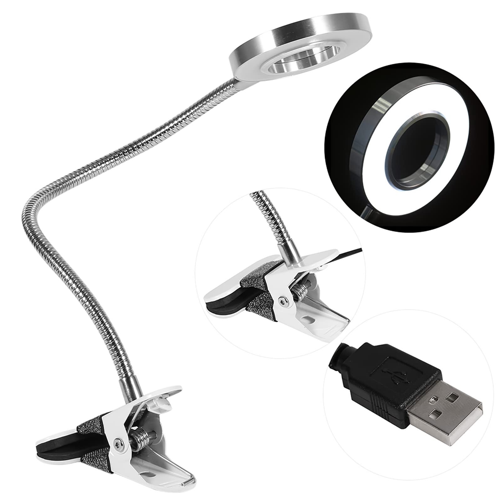 USB LED Clip-On Desk Light for Manicure & Makeup - Adjustable Flexible Tube, Portable Cold Light Shadowless Lamp - Perfect for Nail Salons, Home Beauty & Study Lighting