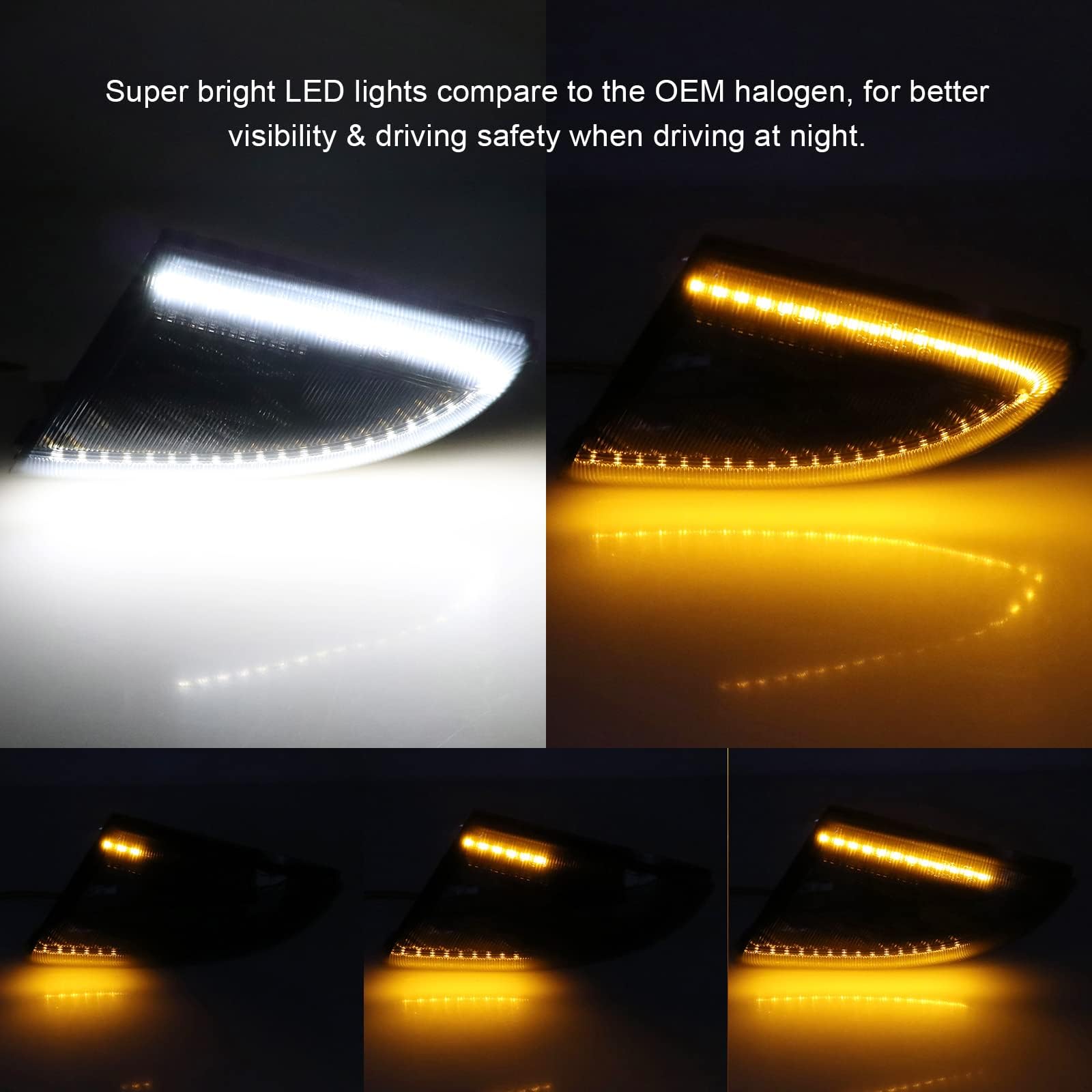 LED Side Mirror Turn Signal Light Replacement for RAM 1500 2009-2018 & RAM 2500/3500 2010-2018 - Sequential Dynamic Amber Turn Signal with White Puddle Light - Perfect for Night Driving and Enhanced Vehicle Safety