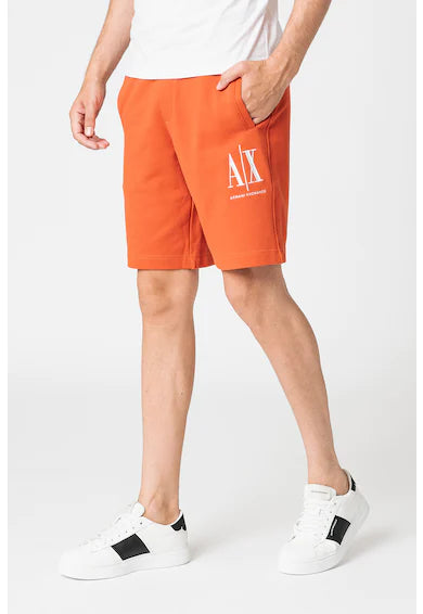 Armani Exchange Men's Orange Shorts with Triple Pockets - Casual Summer Shorts for Beach, Gym, and Outdoor Activities