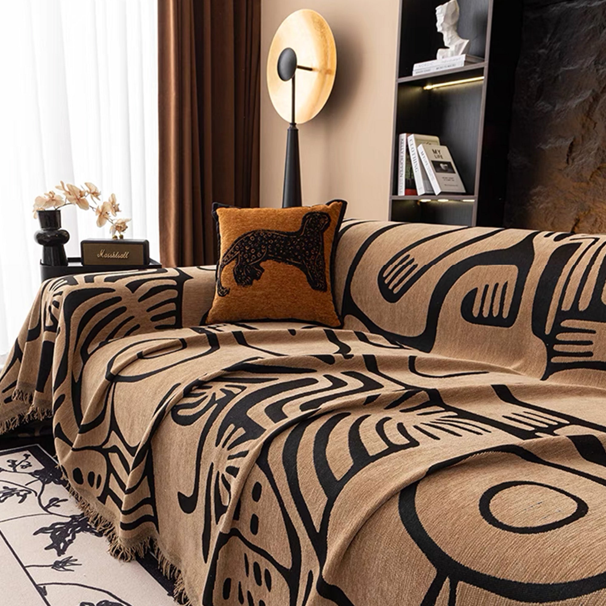 Modern Tribal Print Sofa Cover - Stylish & Durable Couch Slipcover for Living Room Decor - Perfect for Home, Apartment, and Office Use