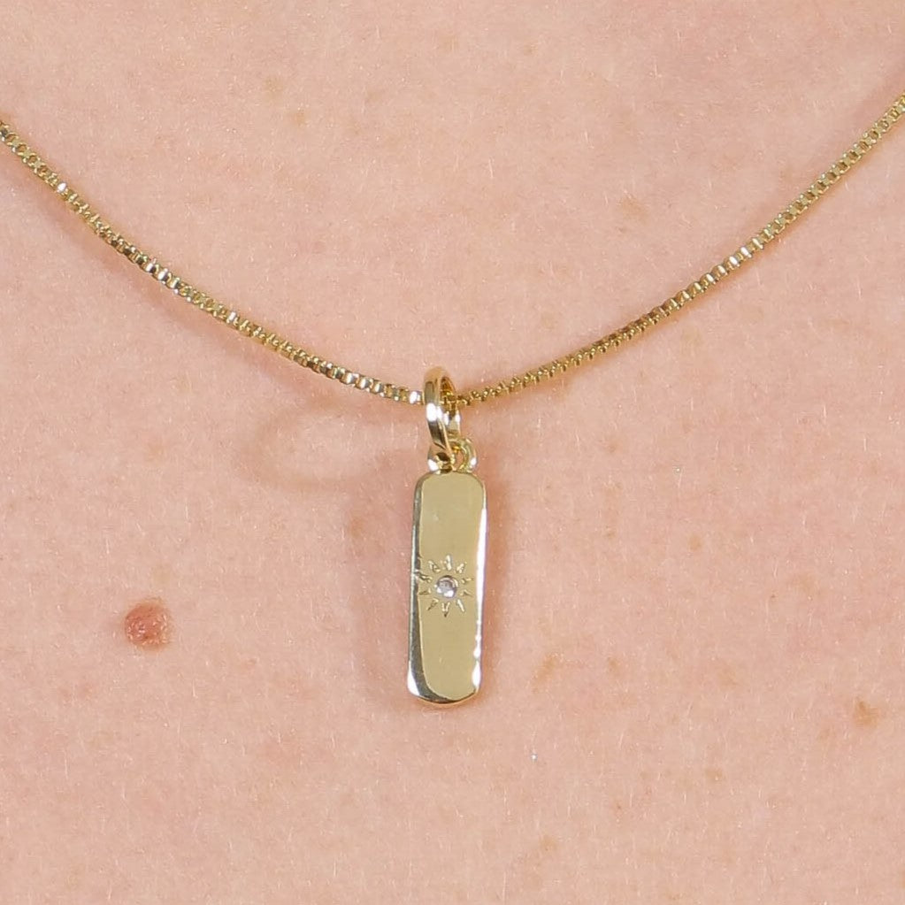18k Gold Filled Sun Bar Charm Pendant Necklace - Dainty Solar Pendant for Women, Boho Jewelry Gift for Her - Perfect for Layering, Everyday Wear & Special Occasions