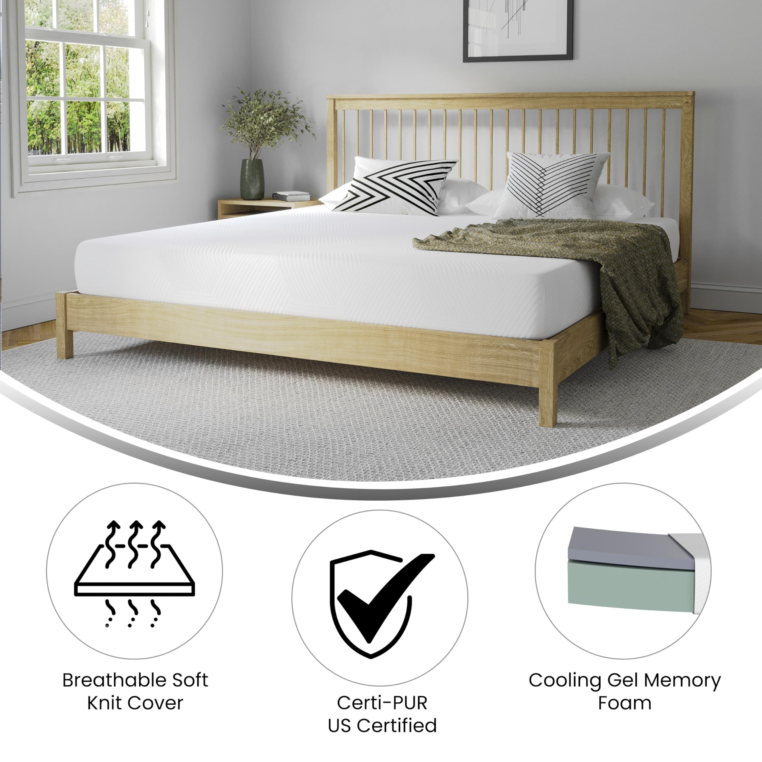 8 Inch King Size Memory Foam Mattress - Green Tea & Charcoal Infused for Pressure Relief - CertiPUR-US Certified - Bed in a Box - Perfect for Back Pain Relief & Hot Sleepers