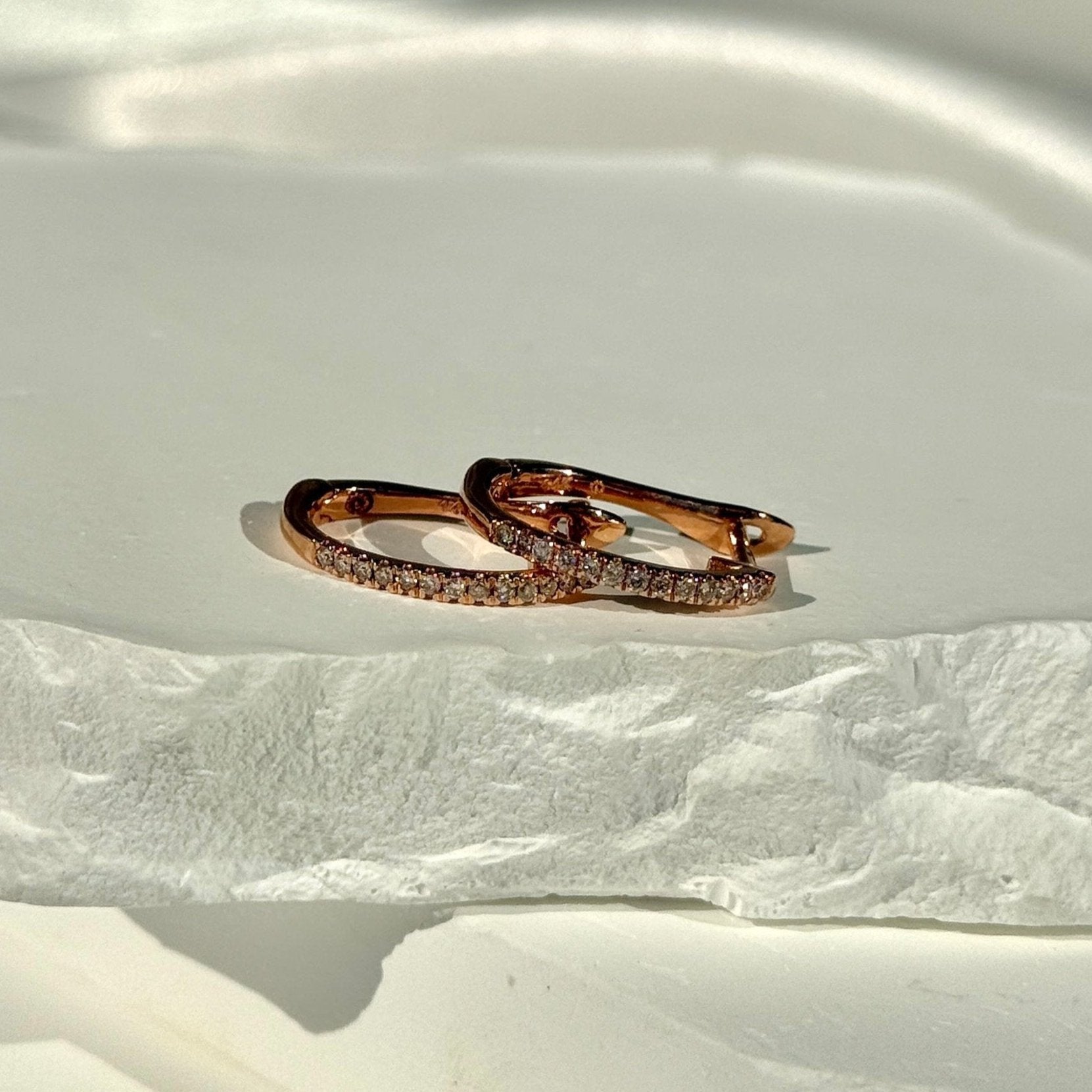 14K Yellow Gold Diamond Hoop Earrings for Women - Dainty Everyday Stud Earrings for Work, Date Night & Special Occasions