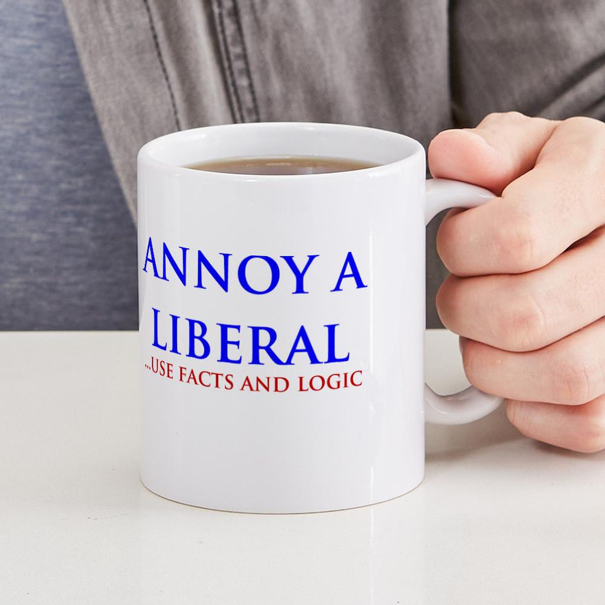 Annoy A Liberal Mug - 11 oz (325 ml) Ceramic Coffee Cup with Sarcastic Political Design - Perfect for Office, Home & Gag Gifts