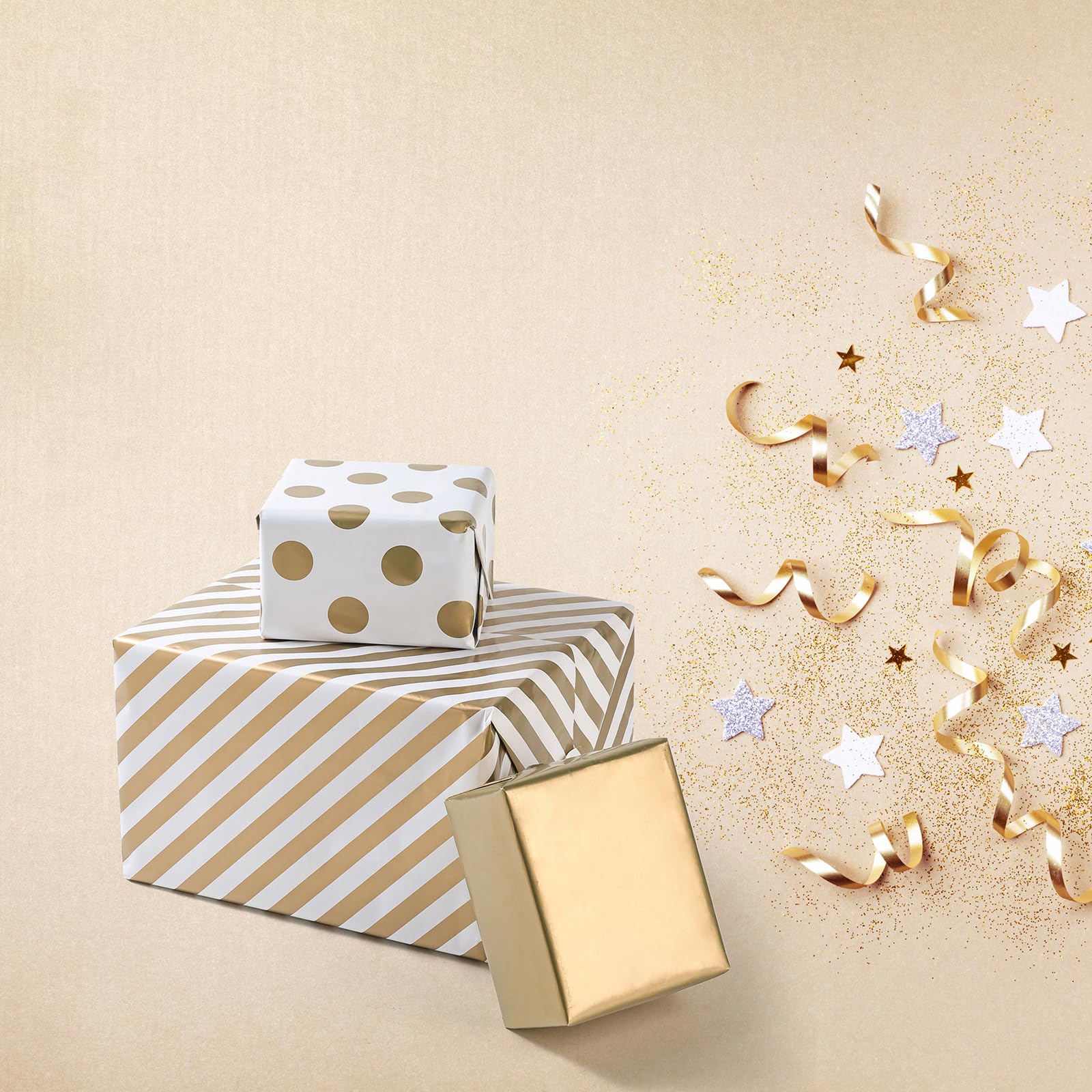 XKDOUS Gold Birthday Wrapping Paper - 5 Rolls (17