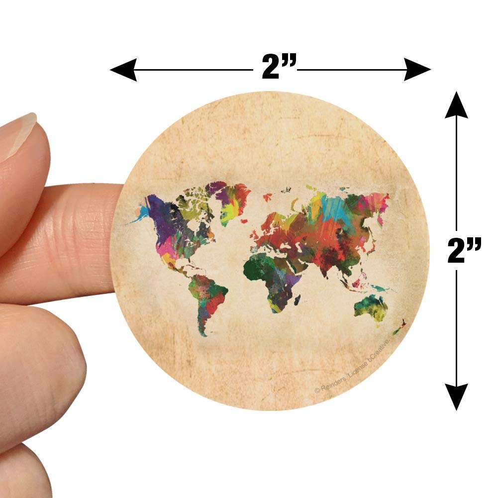 Colorful Rainbow World Map Stickers for Earth Globe, Planner, Calendar & Scrapbooking - Perfect for DIY Crafts, Journaling, and School Projects