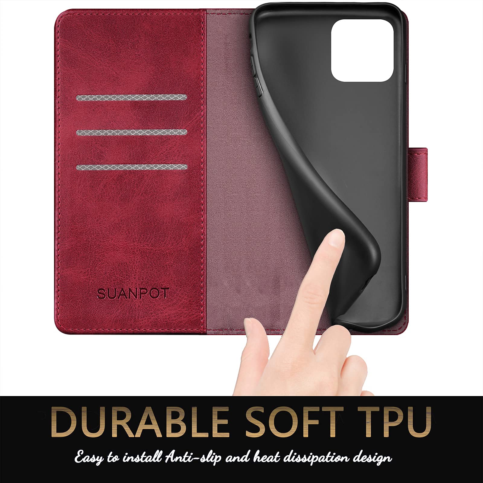 SUANPOT iPhone 13 Pro Wallet Case - RFID Blocking PU Leather Cover with Card Holder for Women & Men | Perfect for Travel & Daily Use