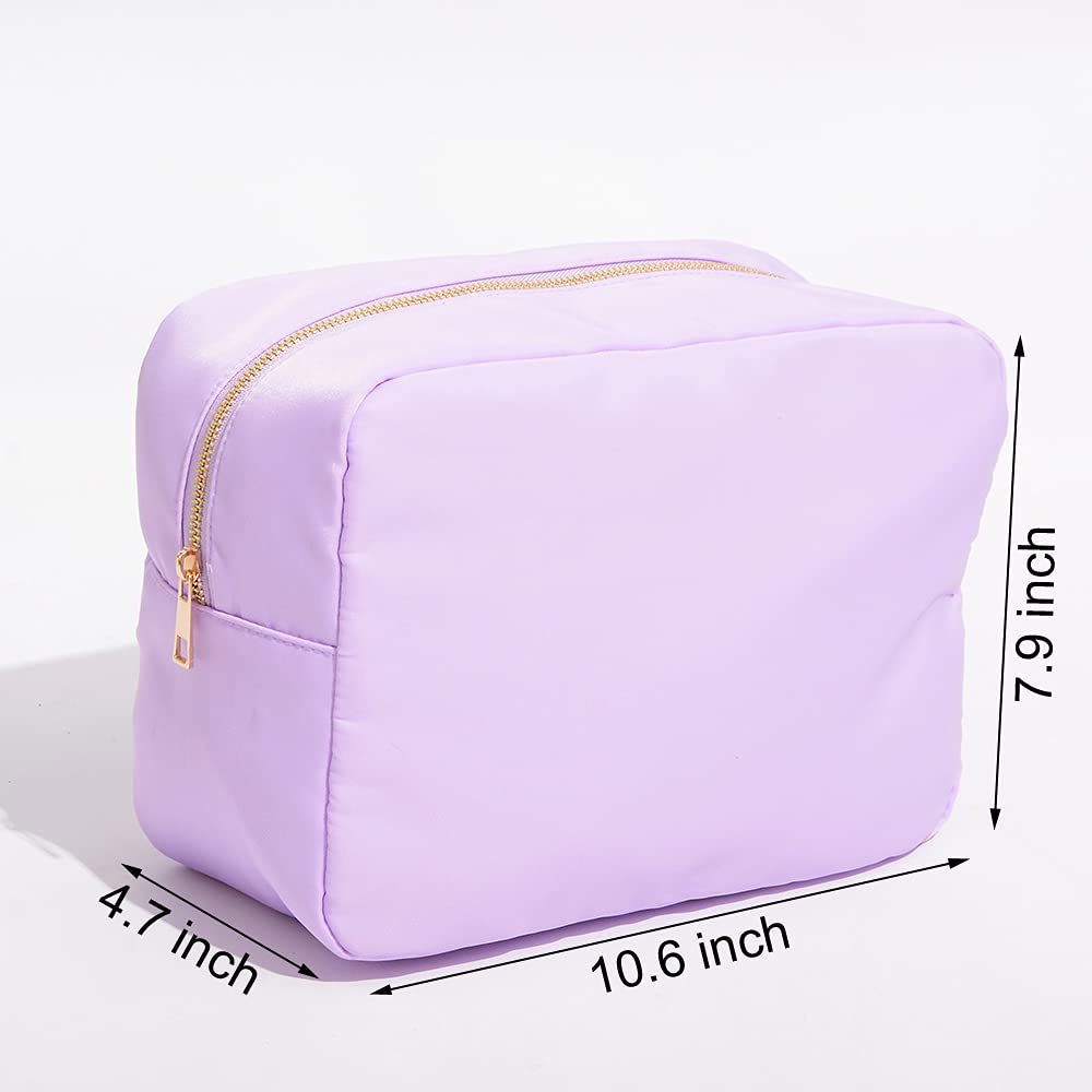 Extra Large Cosmetic Bag for Women - XL Waterproof Makeup Pouch Travel Organizer with Multiple Pockets, Durable Nylon Toiletry Bag (Purple) | Perfect for Travel, Gym, and Daily Essentials Storage