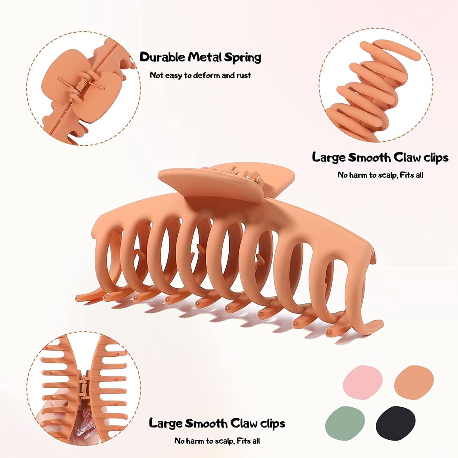 SUKAINA TRENDS Hair Claw Clips for Women & Girls - 8 PCS Strong Hold Hair Clips for Thick & Thin Hair - Large Hair Claw Clips for Ponytails, Buns & Updos - Perfect for Work, School & Everyday Styling