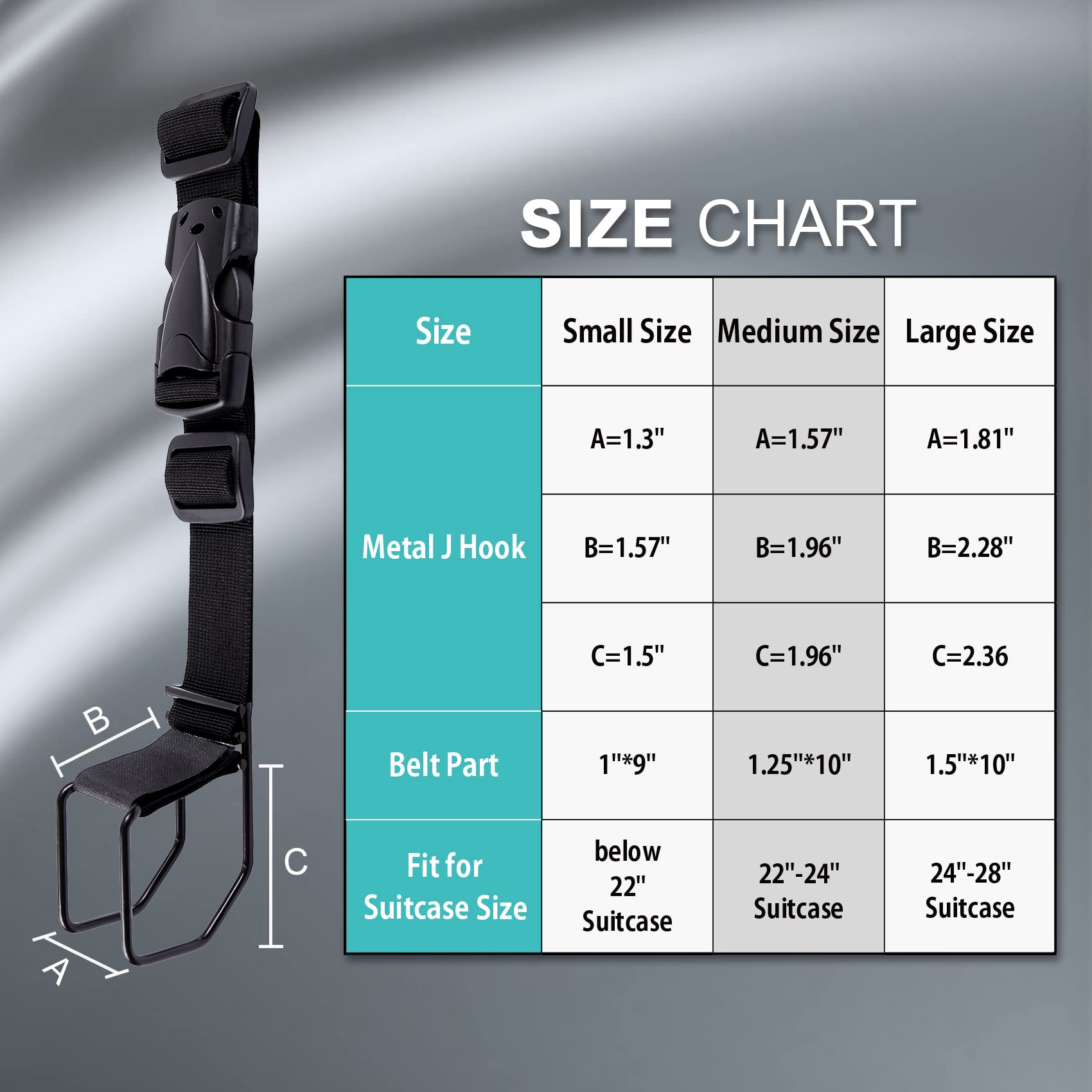 Adjustable J Hook Luggage Strap - Black Travel Bag Hanger for Briefcases & Carry-Ons (Normal Size) | Perfect for Airports, Business Trips & Organized Packing
