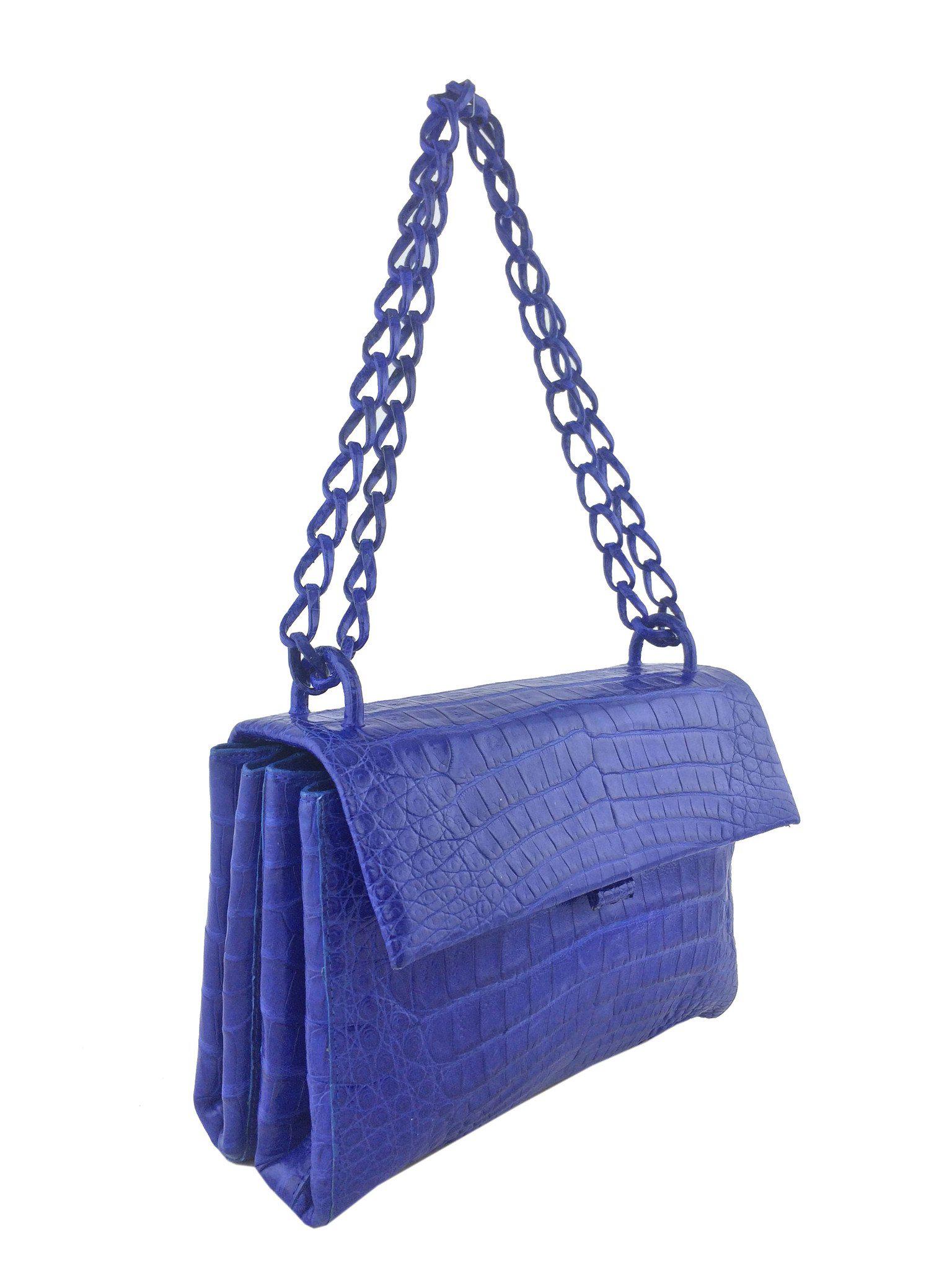 Nancy Gonzalez Genuine Crocodile Small Flap Shoulder Bag - Luxury Designer Handbag for Women, Perfect for Evening Parties & Special Occasions