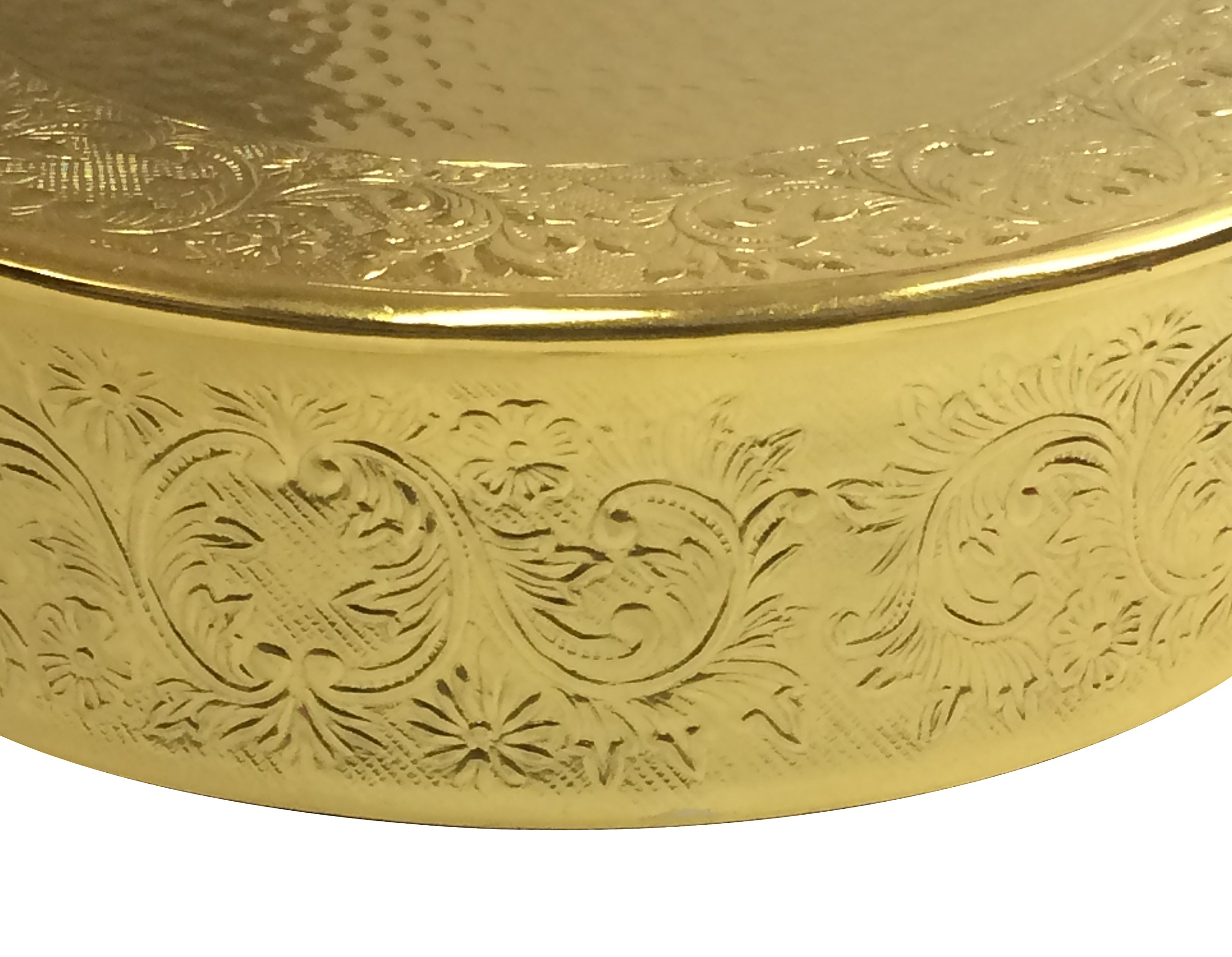 GiftBay 18-Inch Round Gold Wedding Cake Stand - Handcrafted Embossed Metal Tiered Dessert Display for Bridal Showers, Anniversary Parties & Special Events