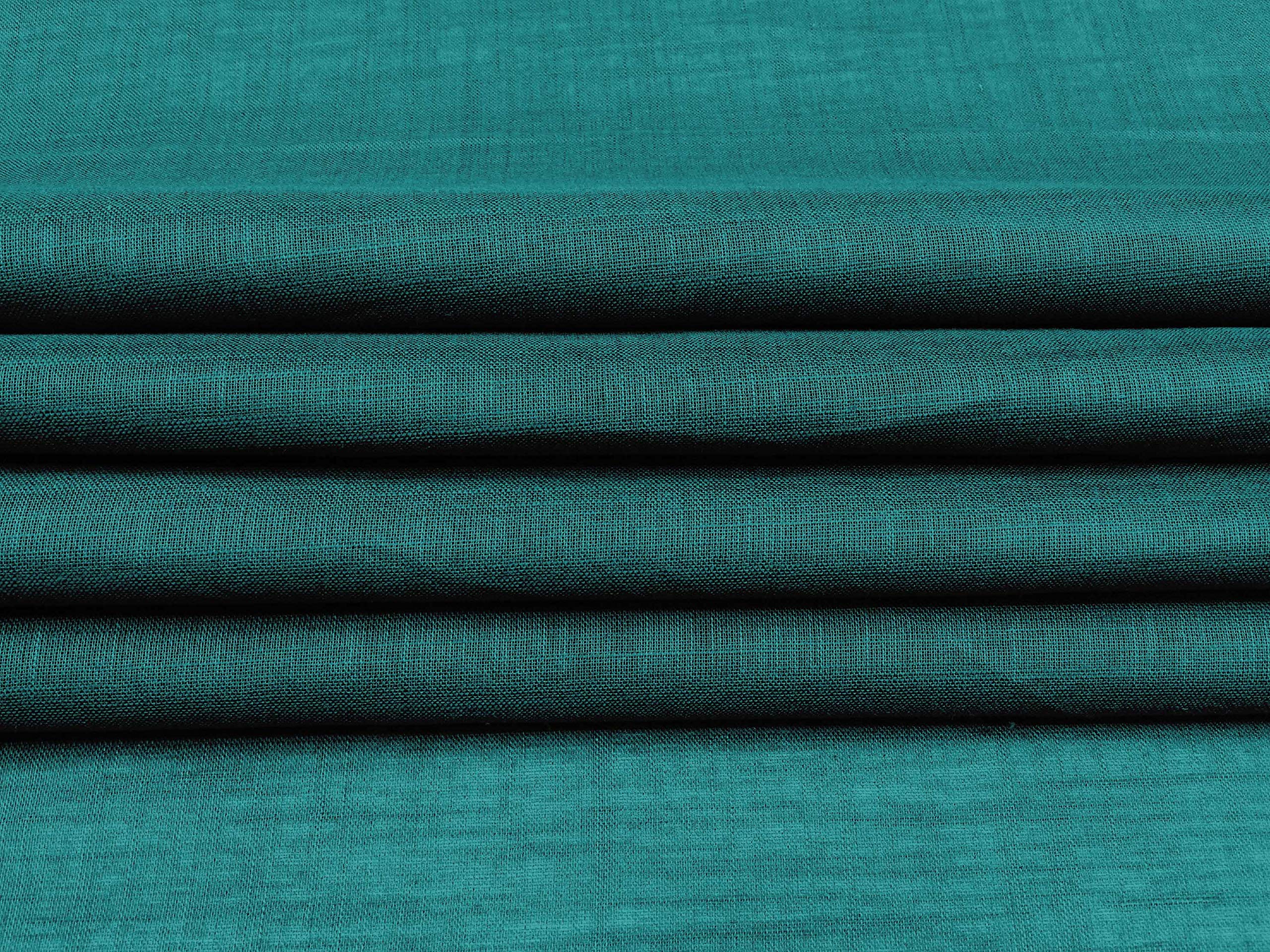 Soimoi Rayon Slub Teal Green Fabric by The Yard - 40