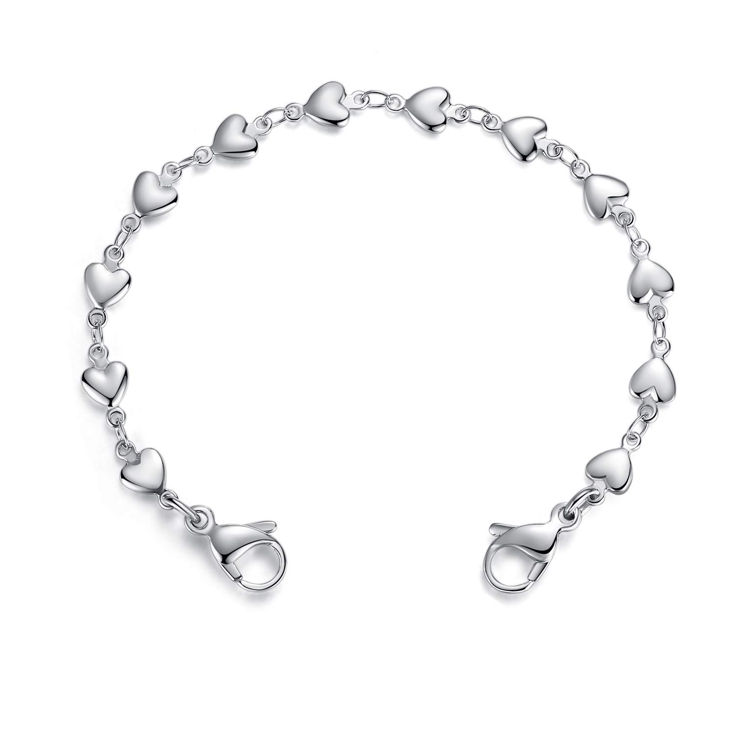 LinnaLove Heart Link Stainless Steel Medical ID Bracelet - Interchangeable Charm for Allergies & Emergency Info - Perfect for Daily Wear & Travel Safety