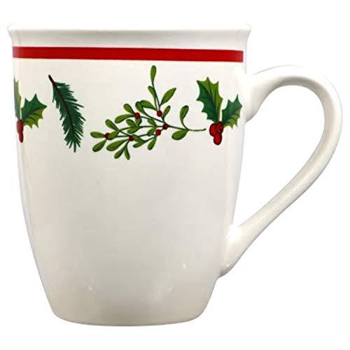 Premium White Coffee Mugs Set of 2 - 12oz Durable Stoneware Mugs with Heat Retention - Festive Holly & Berries Design for Fall, Christmas & Holidays - Perfect for Coffee, Tea, Juice, Water & Milk - Ideal for Home, Office, Gifts & Seasonal Decor