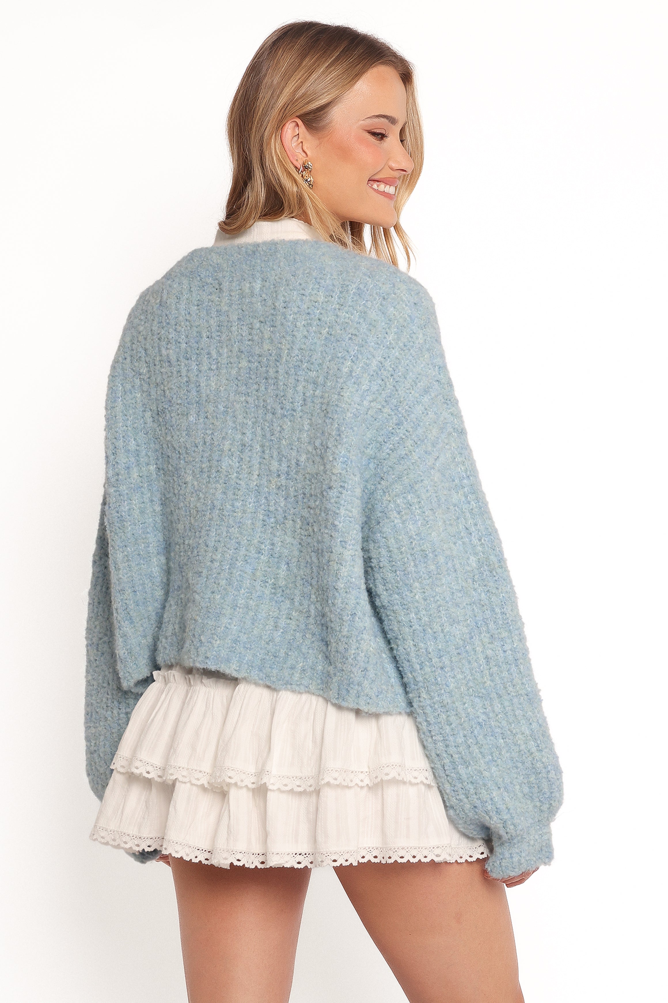 Albertine Cardigan for Women - Soft Blue Knit Sweater | Cozy Fall & Winter Layering | Perfect for Office, Casual Outfits & Date Nights