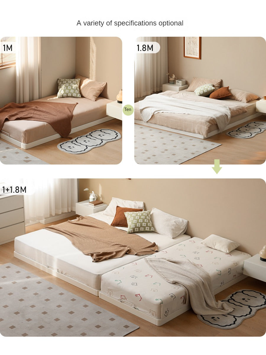Birch Solid Wood Platform Bed - No Headboard Low Profile Floor Bed in Cream - Perfect for Minimalist Bedrooms, Small Spaces & Modern Home Decor