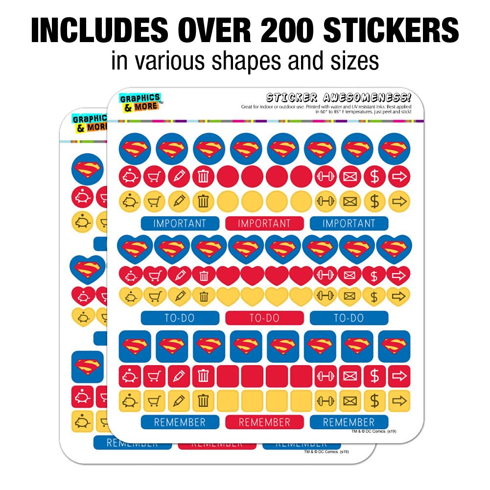 Superman New 52 Shield Logo Planner Stickers - 50pcs Vinyl Decals for Bullet Journals, Scrapbooking & DIY Crafts - Perfect for Calendar Marking, School Supplies & Gift Decoration