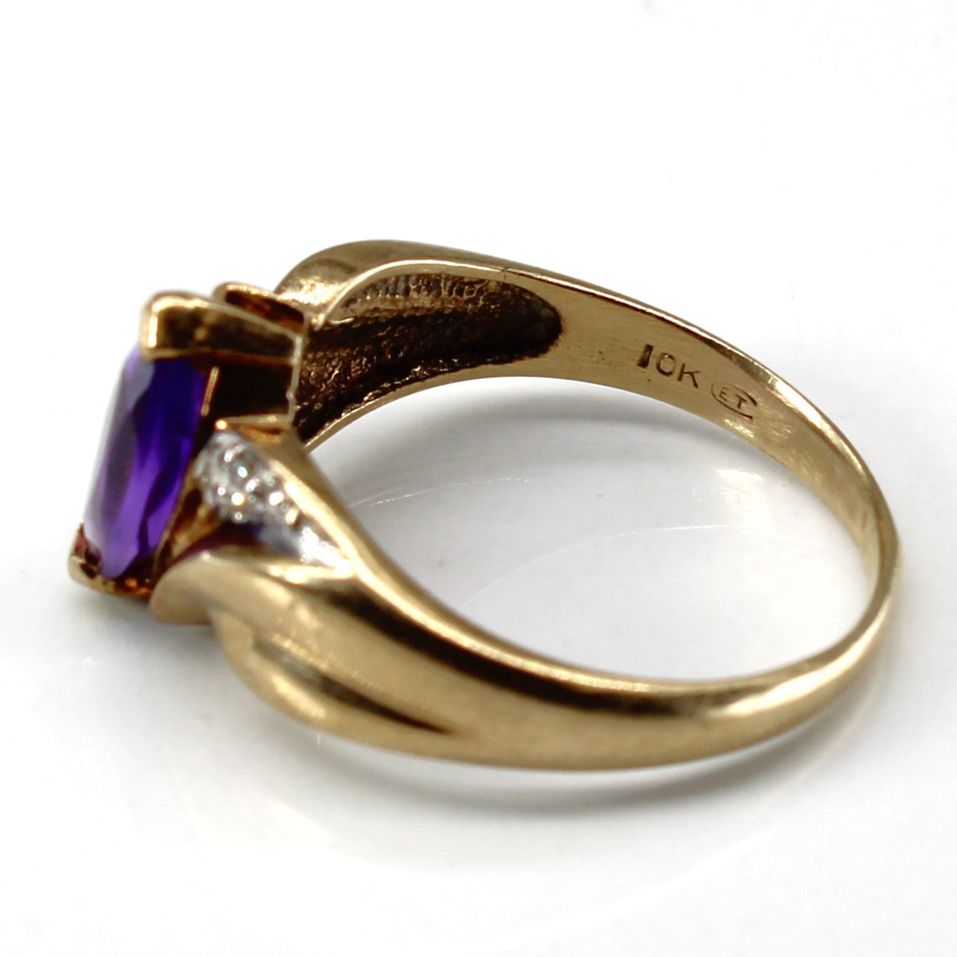 Elegant Bypass Amethyst & Diamond Ring - 0.75ct Amethyst with 0.02ctw Diamond Accents - Size 7 - Perfect for Valentine's Day, Anniversary Gifts & Special Occasions