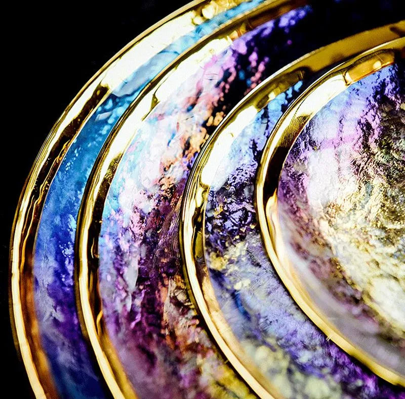 Aurora Gold Edge Glass Plate & Bowl Set - Elegant Dinnerware for Special Occasions, Perfect for Weddings, Parties, and Fine Dining