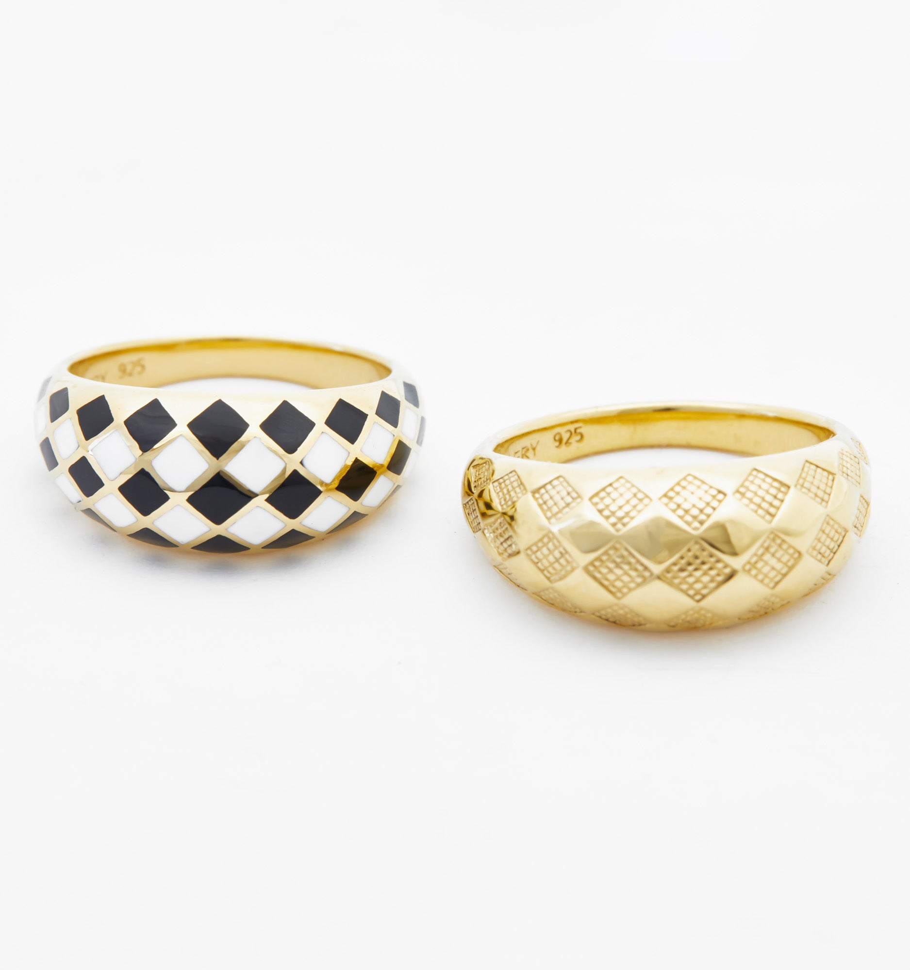 Checker Rings Set of 2 - Fashion Statement Jewelry for Women | Perfect for Parties, Weddings & Everyday Wear