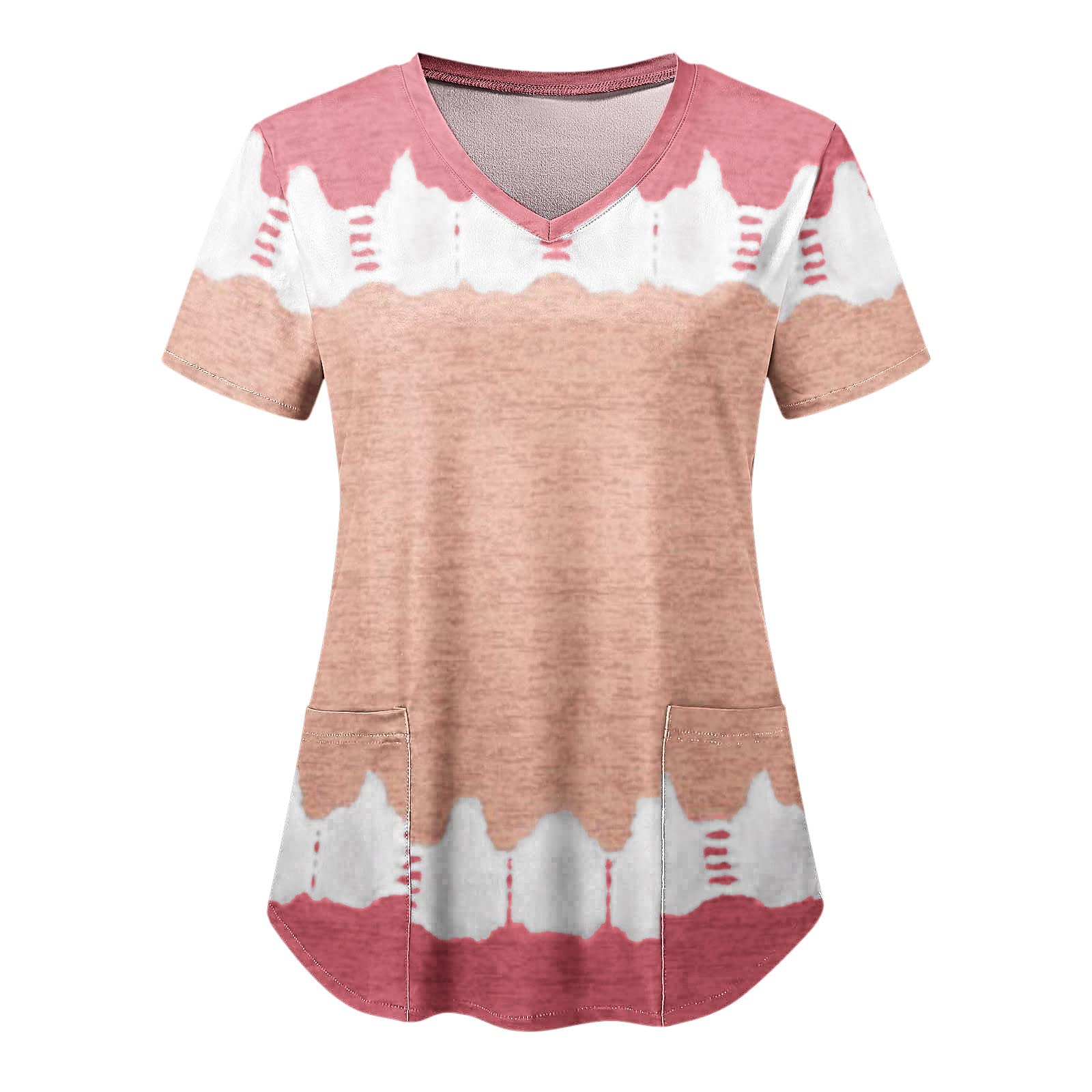 Women's Printed Casual Blouse - Fashion Gradient Short Sleeve Red Top for Everyday Wear | Perfect for Office, Dating & Summer Outfits