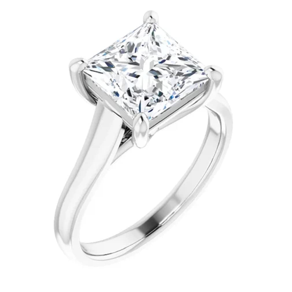 10K Solid White Gold Handmade Engagement Ring - 2.0 CT Princess Cut Moissanite Diamond Solitaire Wedding Band for Women - Perfect for Proposals, Anniversaries & Bridal Jewelry Gifts