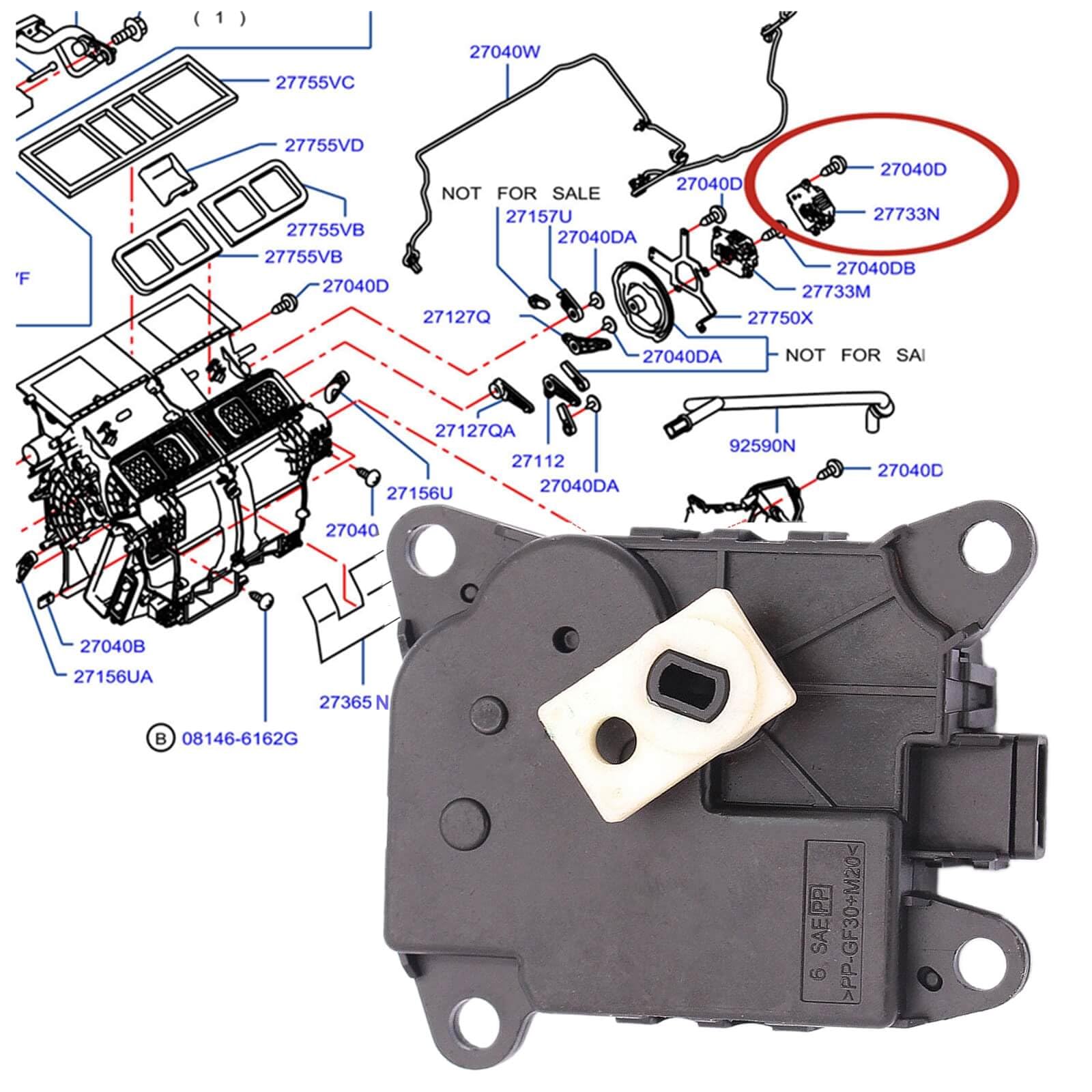 Infiniti Q50 Q60 Air Mix Actuator Replacement - Left Side Heater Air Blend Door Actuator Compatible with 2014+ Q50 & 2017+ Q60 Models (Part #27732-4GF0A, 27732-4GF0B) - Fixes AC Temperature Control Issues for Smooth Climate Adjustment