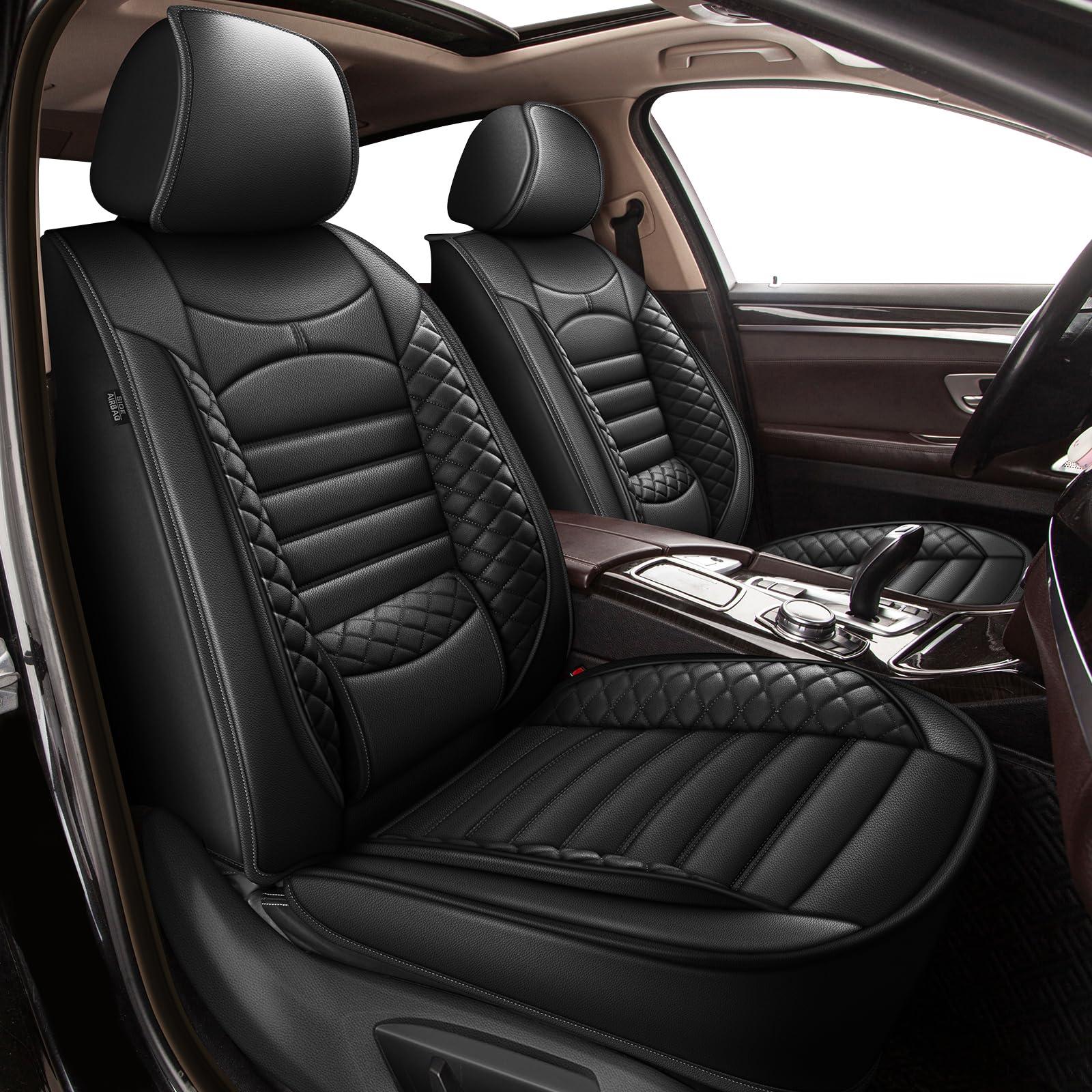 Custom Fit Ford Focus 2009-2018 Car Seat Covers Full Set - 5 Seat Waterproof Faux Leather Seat Protectors with Airbag Compatibility (Black) - Perfect for Road Trips, Daily Commutes & Car Interior Protection