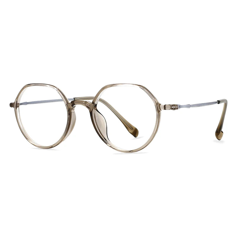 CCspace Unisex Full Rim Round TR90 Titanium Eyeglasses Frame 57100 - Lightweight & Durable for Work, Reading & Everyday Wear