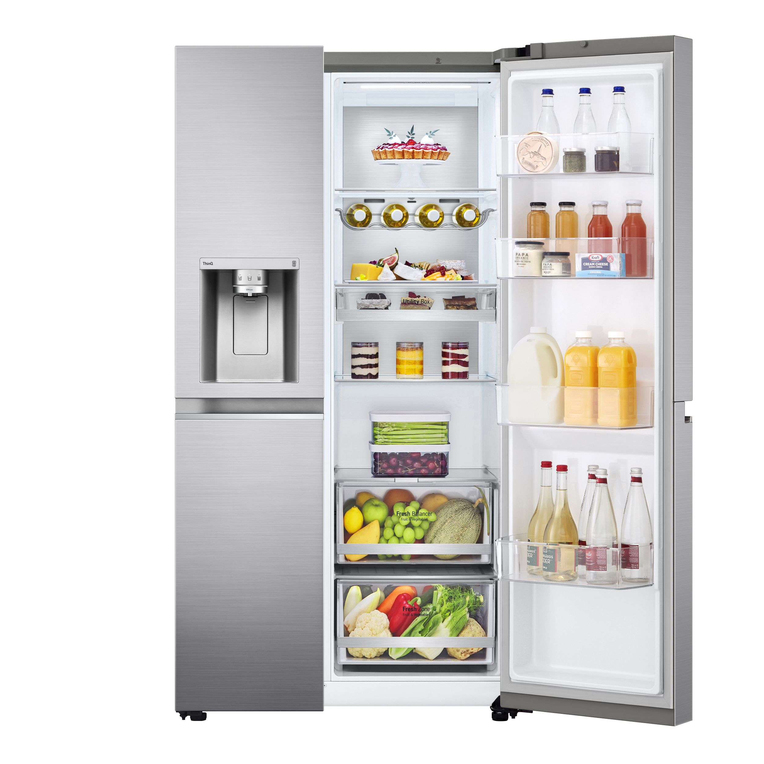LG GSL635PLF 635L Side by Side Refrigerator - Stainless Steel Finish | Energy Efficient, Spacious Design for Modern Kitchens & Large Families