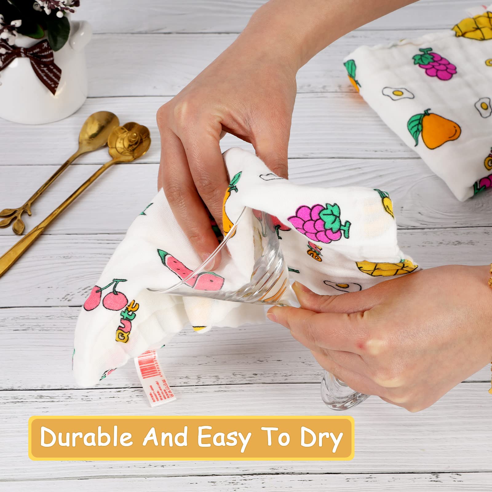 4 Pack Lemon & Cherry Kitchen Dish Towels Set - 16