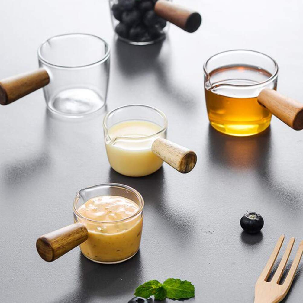 Cabilock Glass Sauce Dish with Handle - Mini Creamer Jug for Milk, Coffee, Seasoning & Appetizers - Perfect for Home & Restaurant Use (Size S) - Ideal for Serving, Pouring & Entertaining