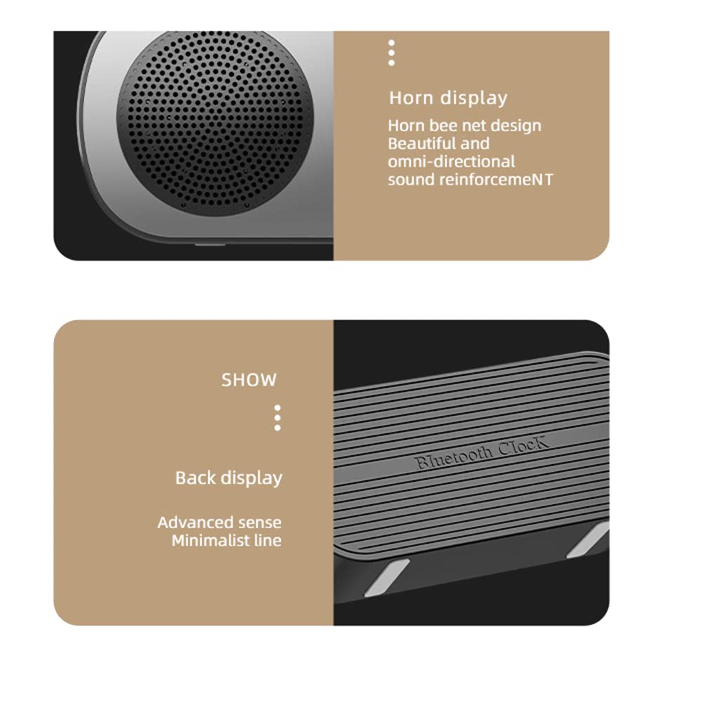 Wireless Bluetooth Speaker with Digital Alarm Clock, Dual Alarm, TF Card Support - Portable Soundbar for Office, Bedroom, and Home Use