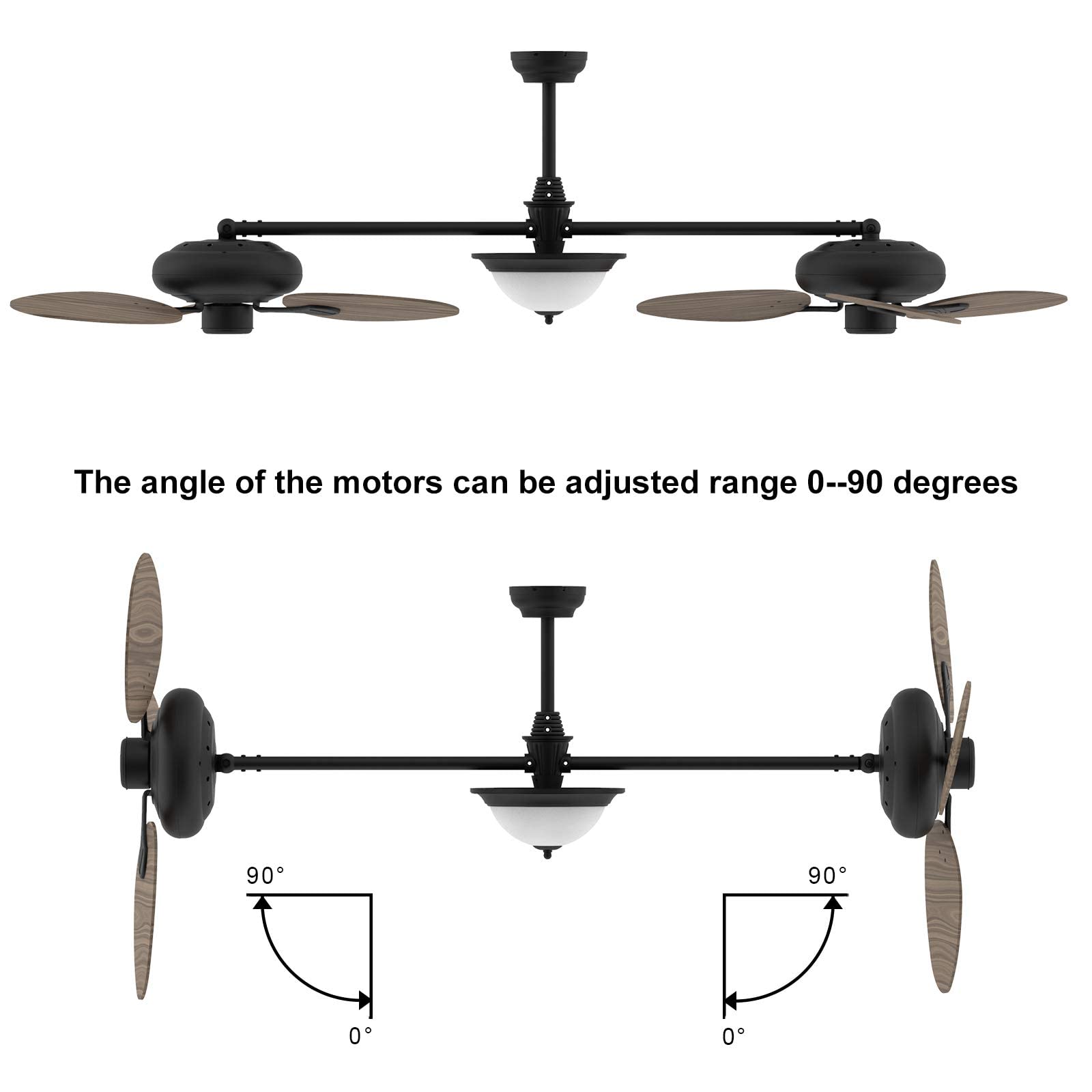 86 Inch Large Double Ceiling Fan with Lights Remote Control - Dimmable Indoor/Outdoor Ceiling Fan for Living Room, Bedroom, Patio - Oil Rubbed Bronze Finish - Perfect for Home Cooling and Decoration